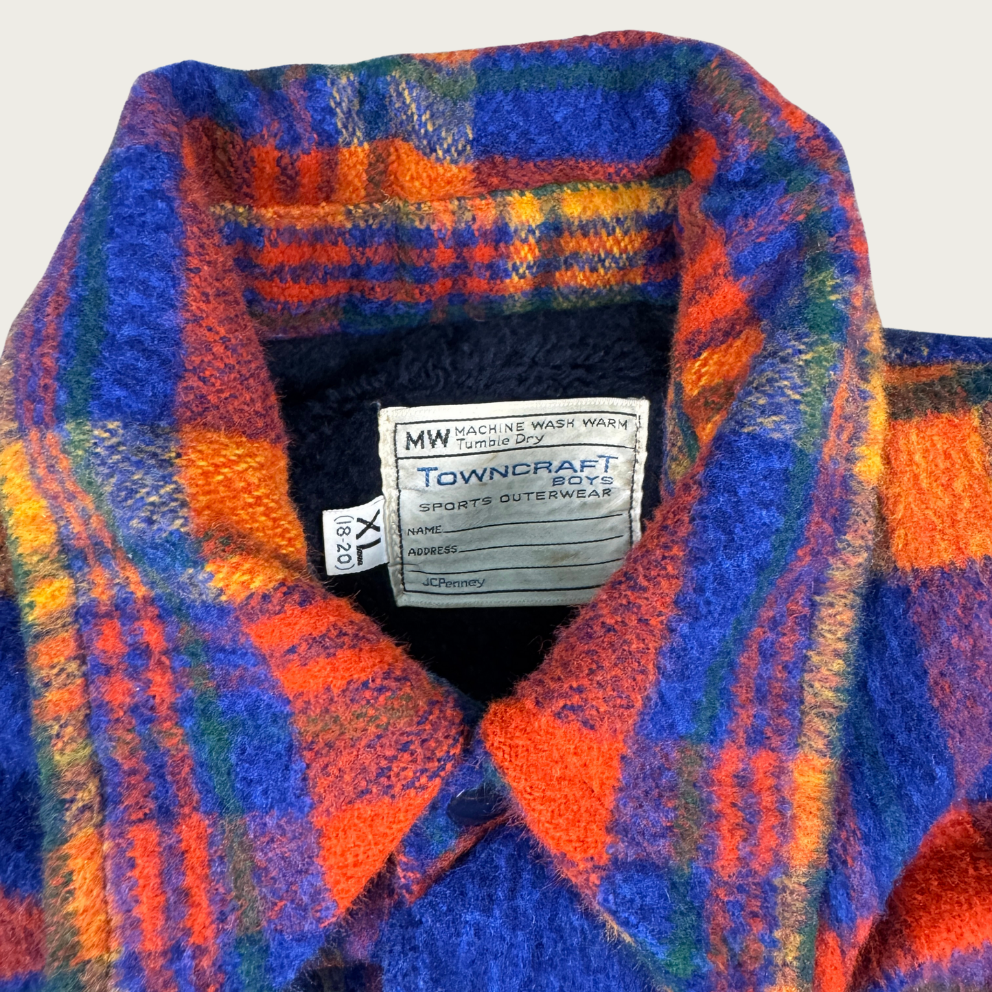 (S/M) 70s Towncraft Plaid Flannel Fleece Lined Jacket