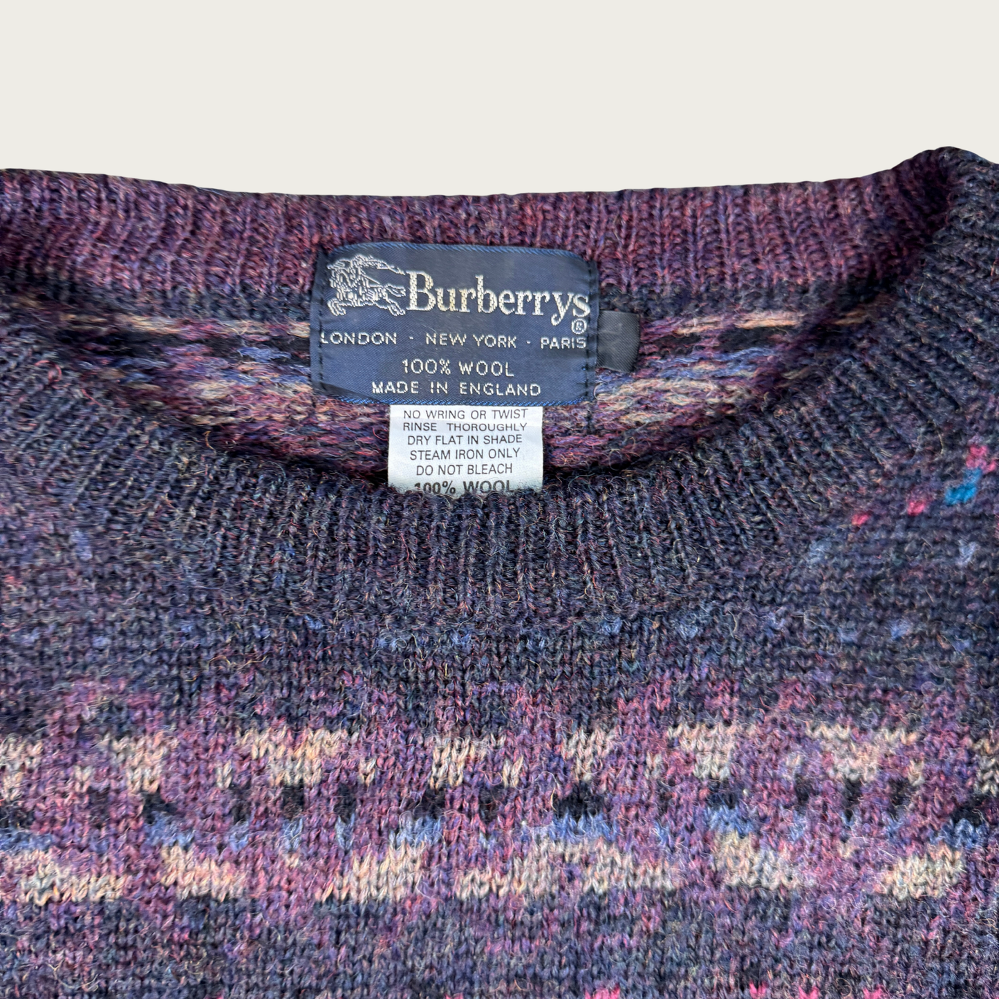 (XL) 90s Burberry Gray/Purple Sweater