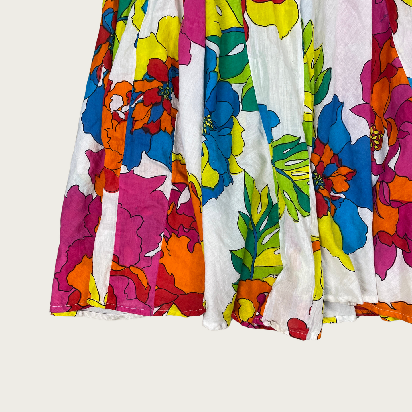 (M) Vibrant Floral Cotton Maxi Skirt