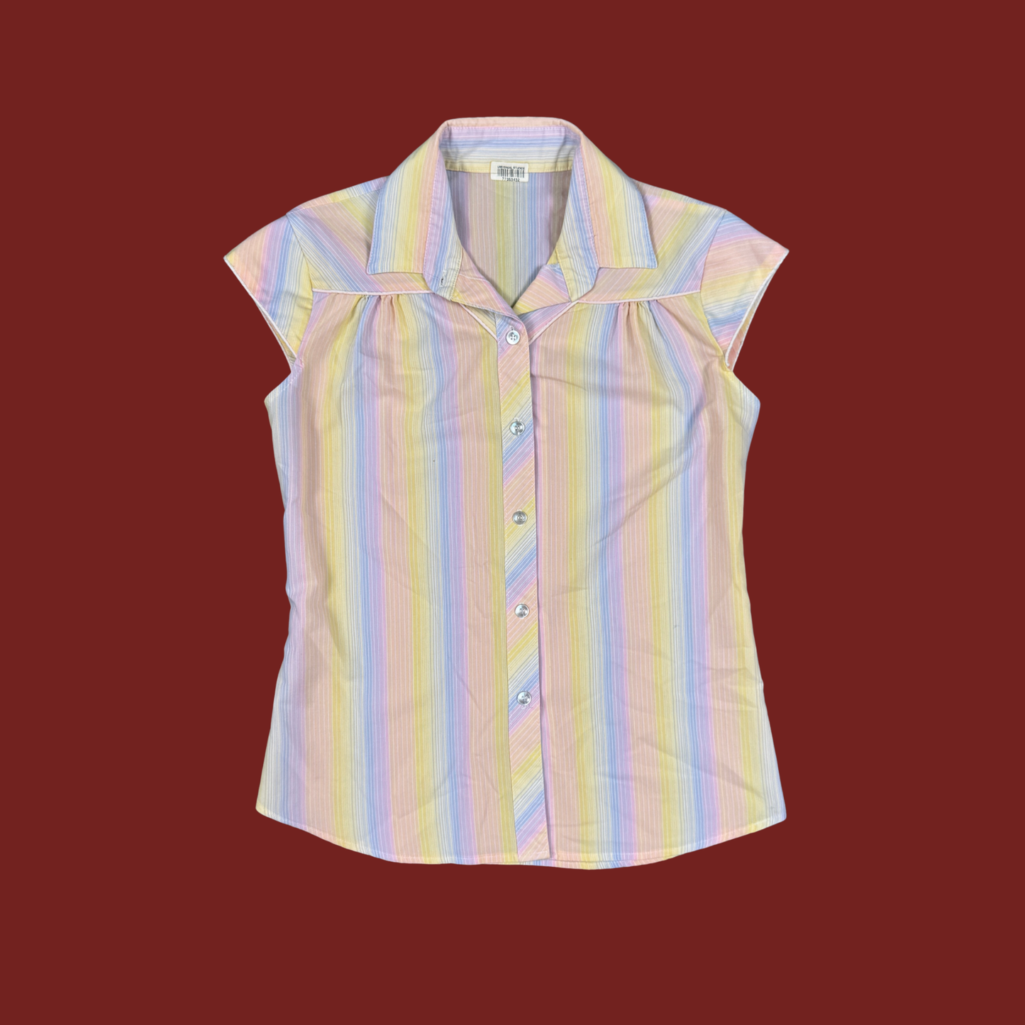 (S) Pastel Striped Cap Sleeve Top
