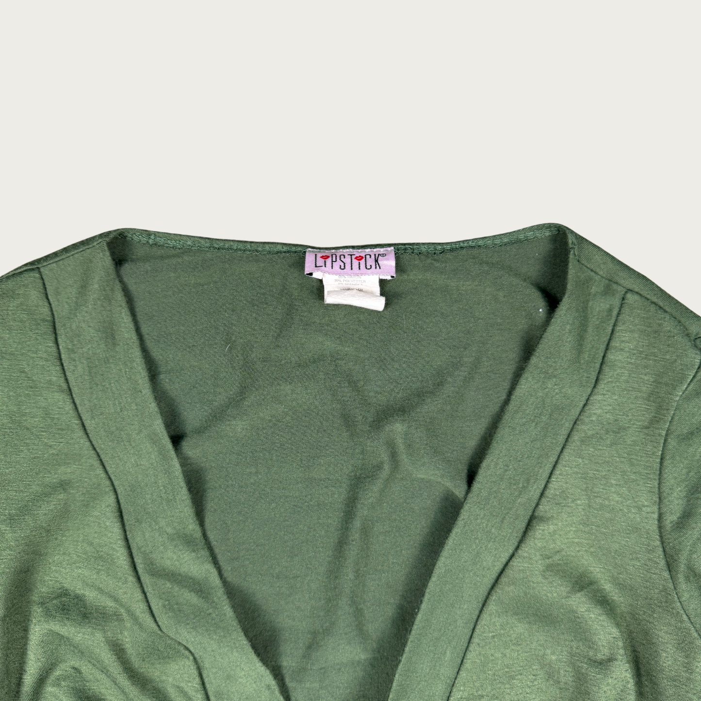 (S) Y2K Cropped Green Bell Sleeve Tie Top