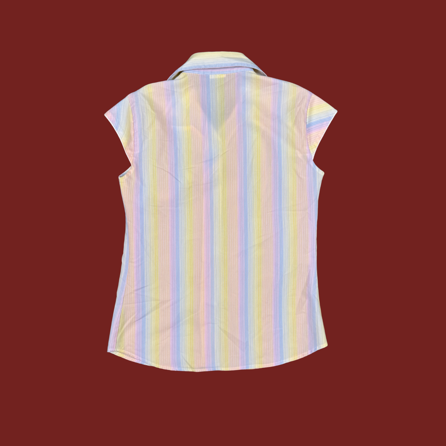 (S) Pastel Striped Cap Sleeve Top