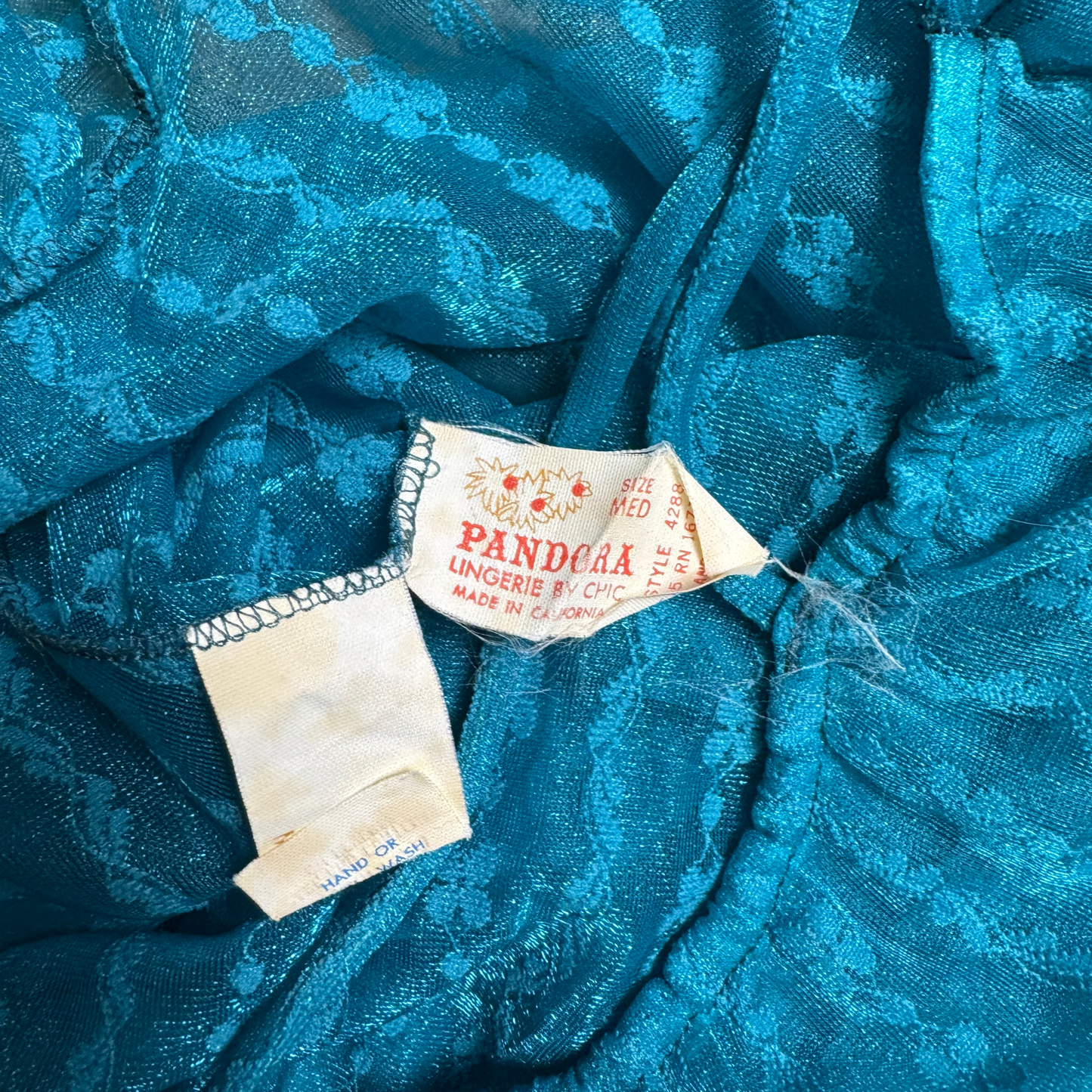 (M) 60s/70s Teal Sheer Floral Nightgown