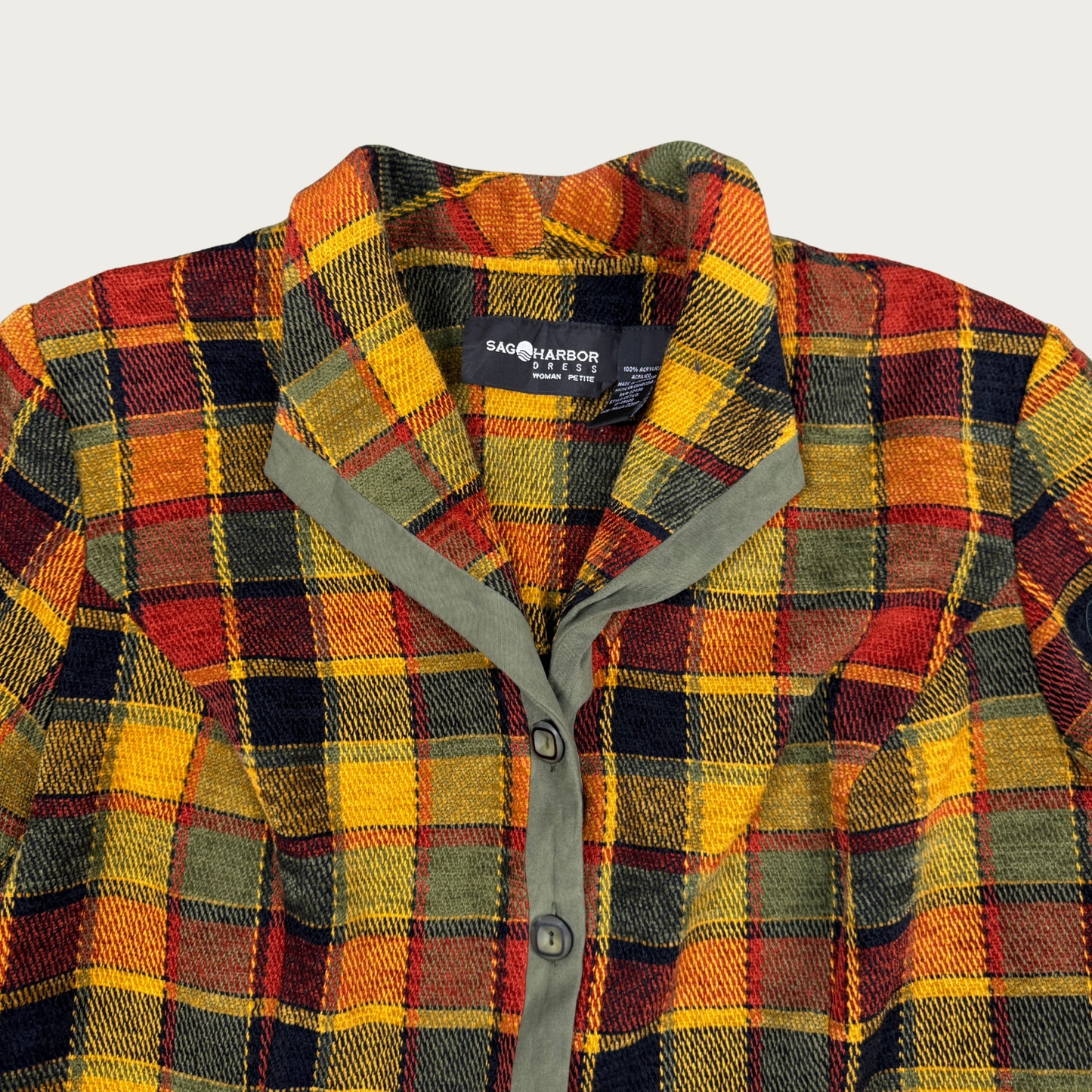 (XL) 90s/Y2K Earth Toned Plaid Jacket