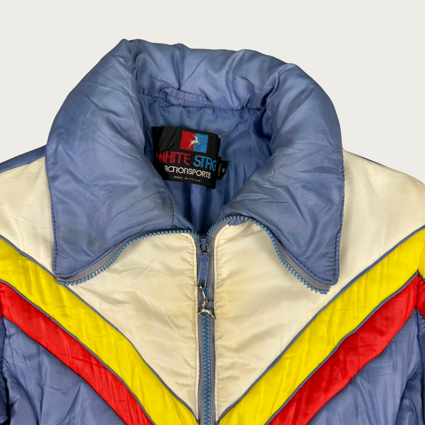 (M) 80s Color Block Puffer Jacket