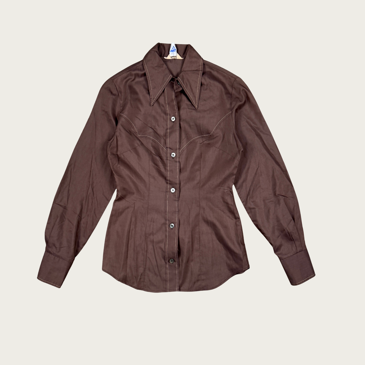 (XS/S) 70s/80s Brown Western Button Up Top