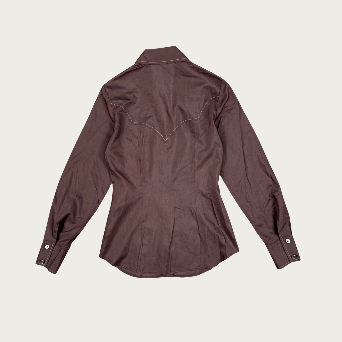 (XS/S) 70s/80s Brown Western Button Up Top
