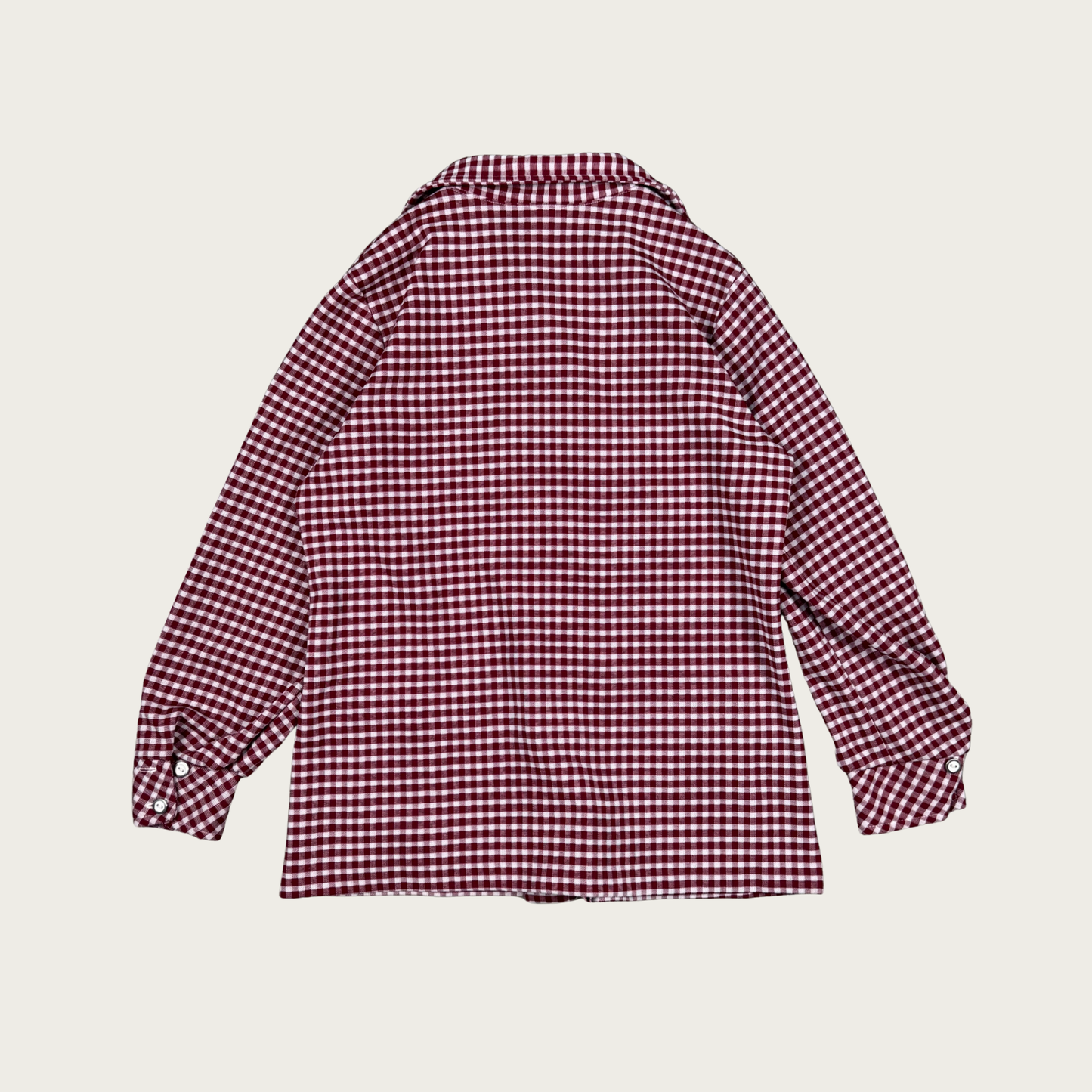 (M/L) 70s Burgundy Gingham Button Up Top