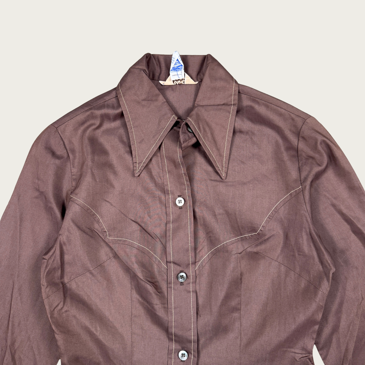 (XS/S) 70s/80s Brown Western Button Up Top