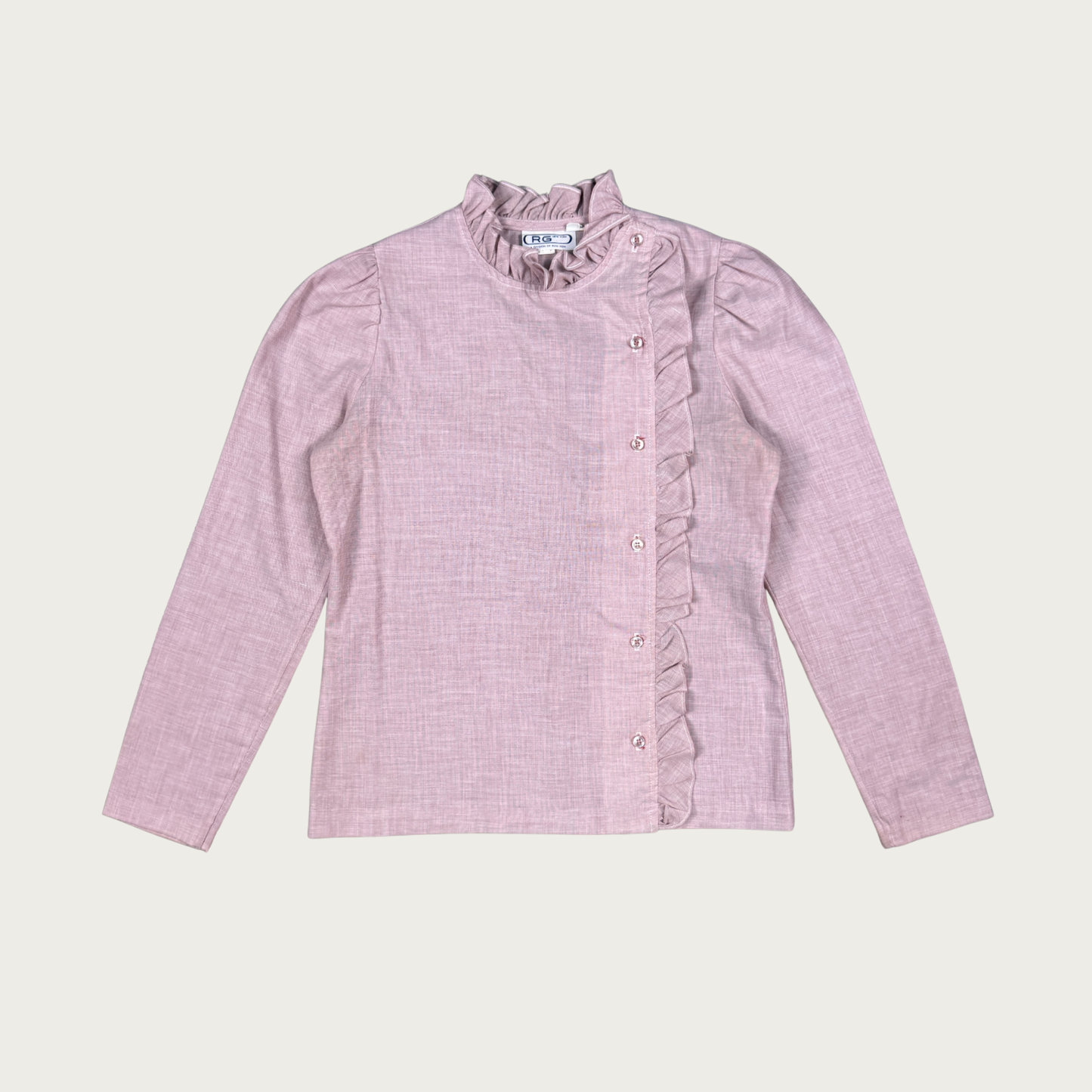 (M) 70s Mauve Ruffle Blouse