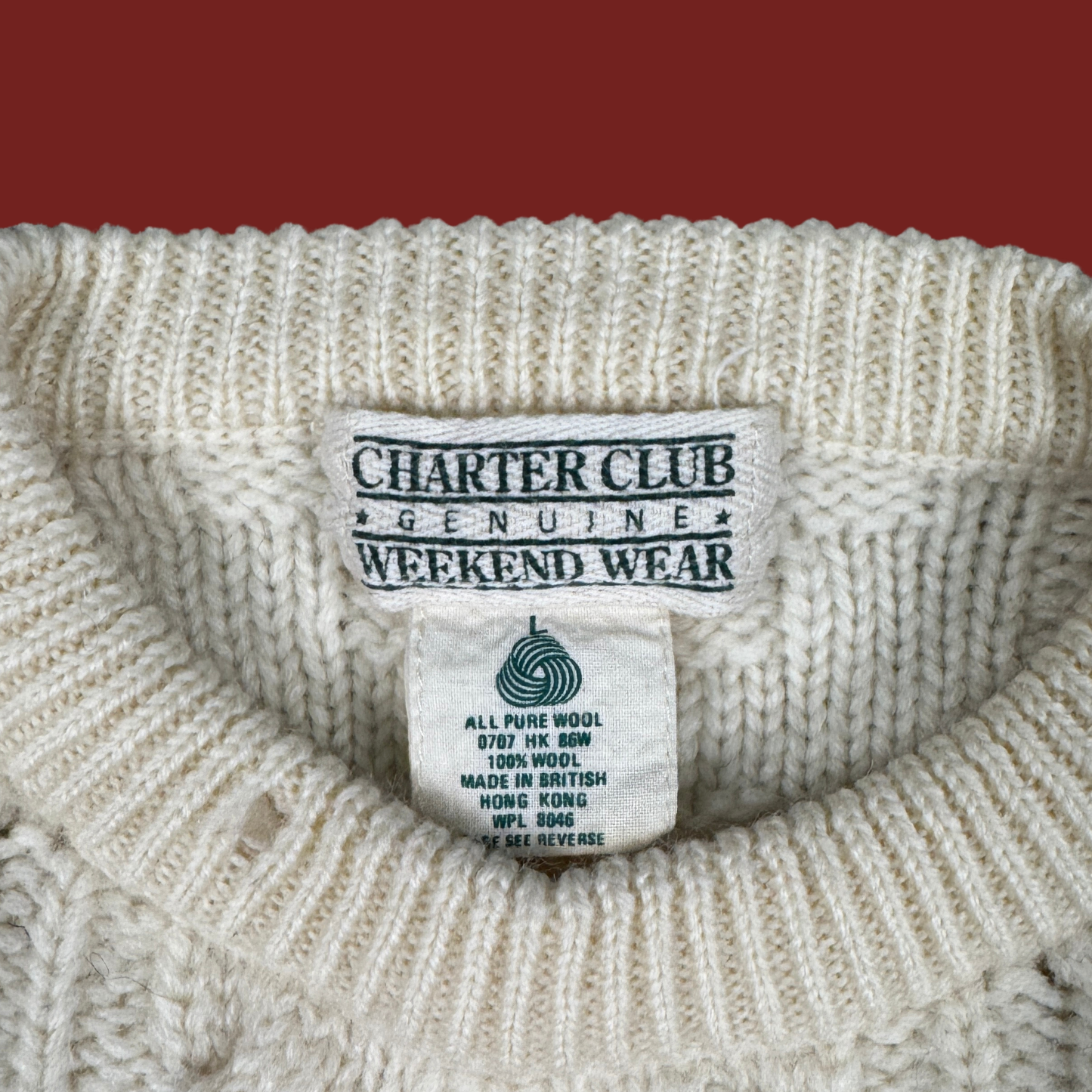 (S/M) Cream Wool Cable Knit Sweater