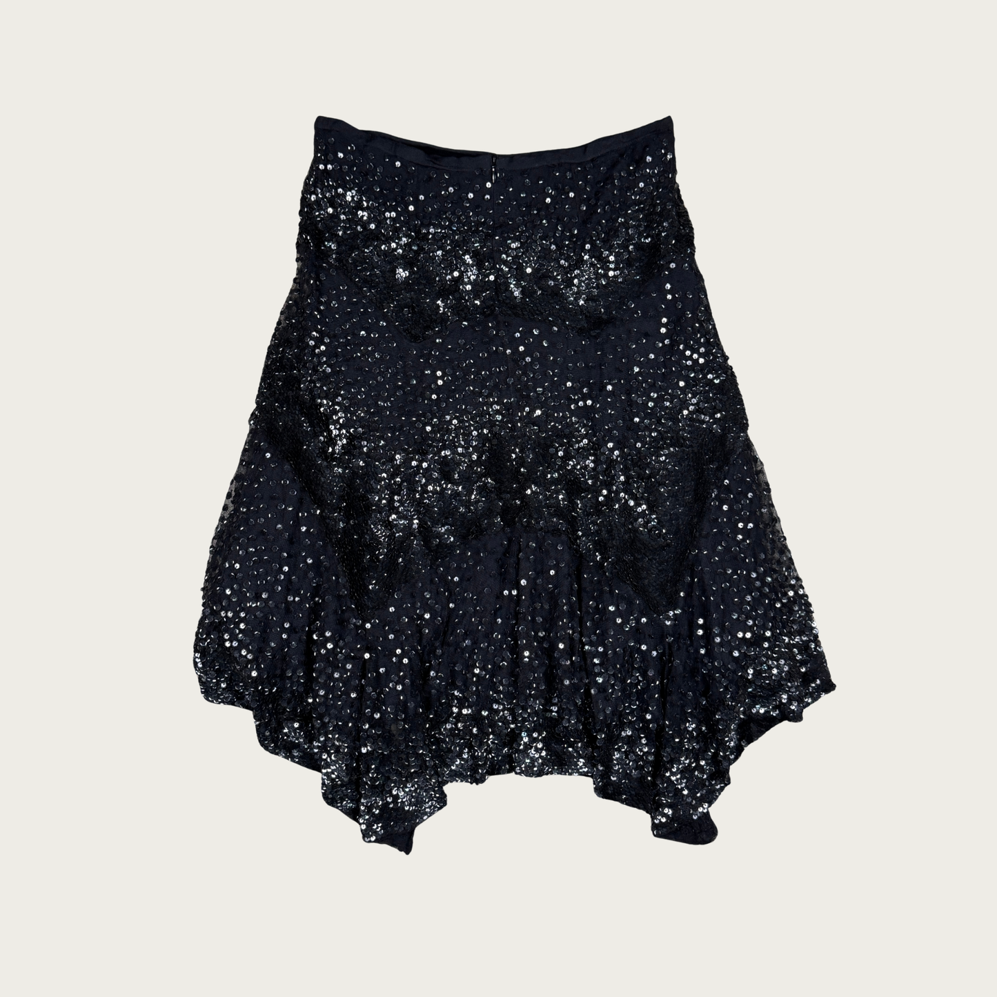 (30") Y2K Sequin/Mesh Black Midi Skirt