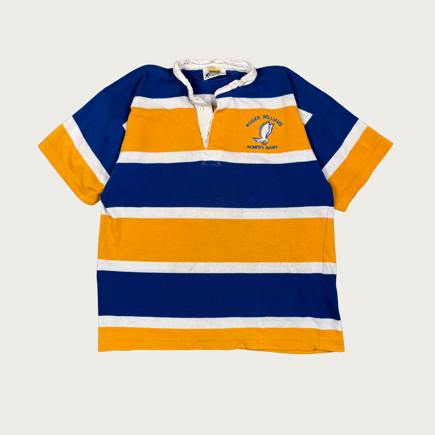 (L) Blue/Yellow Vintage Short Sleeve Rugby Shirt