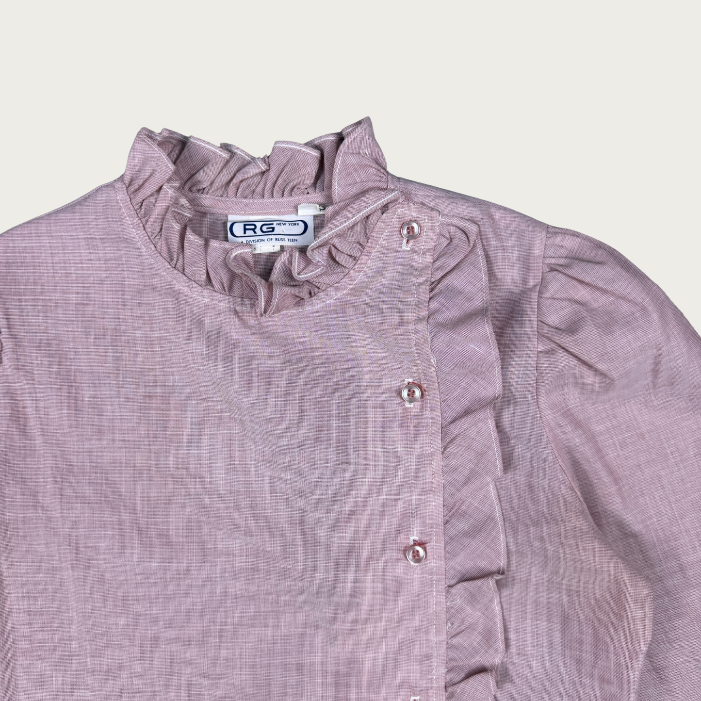 (M) 70s Mauve Ruffle Blouse