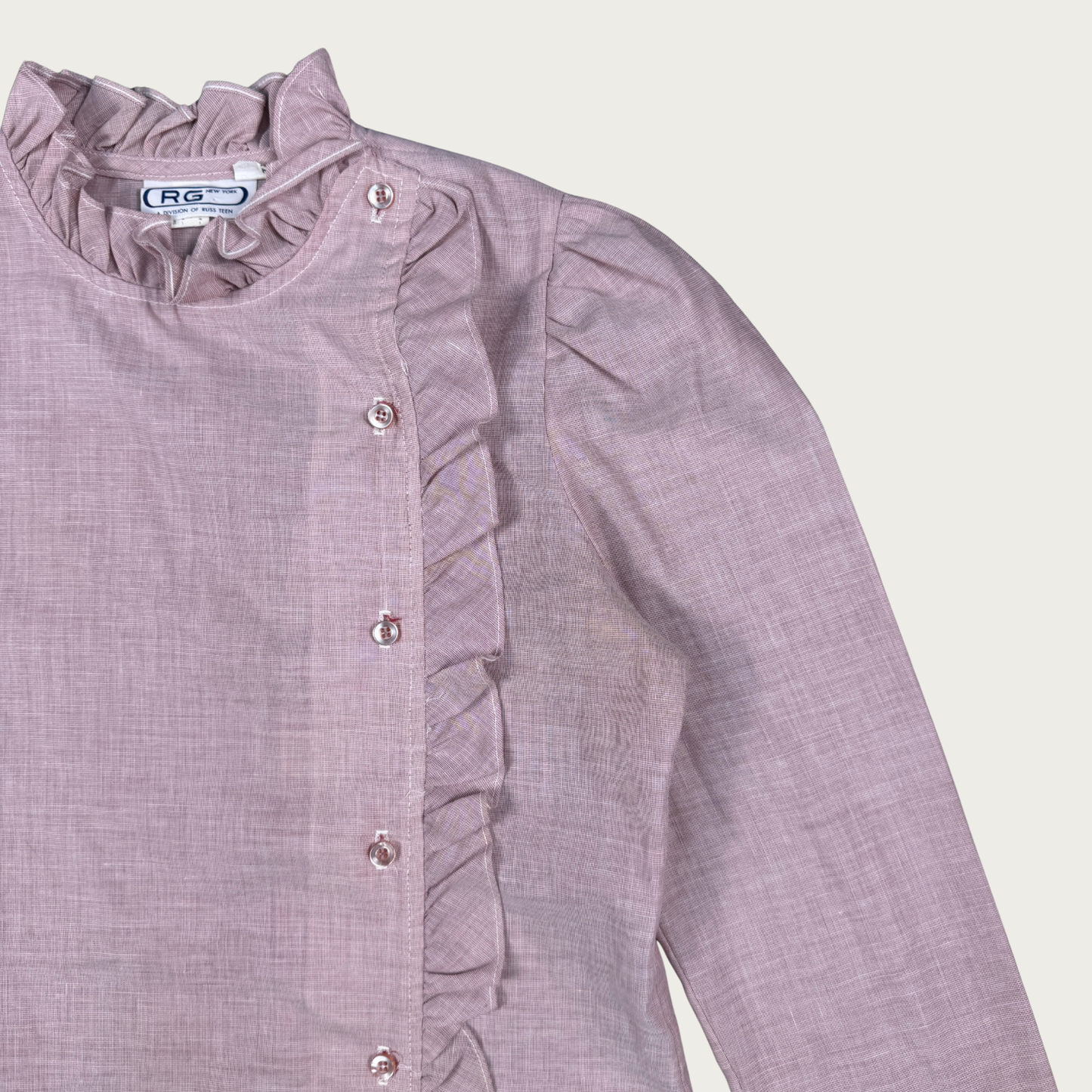 (M) 70s Mauve Ruffle Blouse
