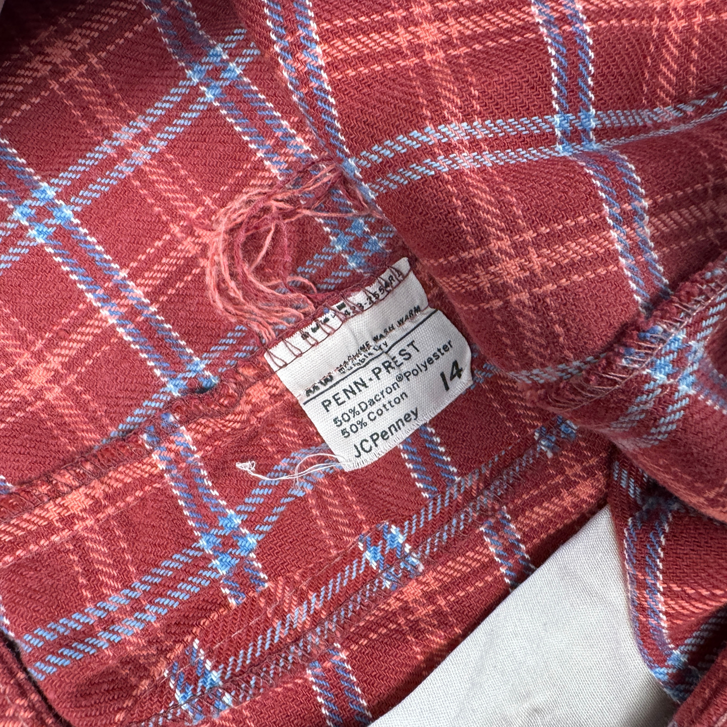 (26") 70s Red/Blue Plaid Bell Bottoms