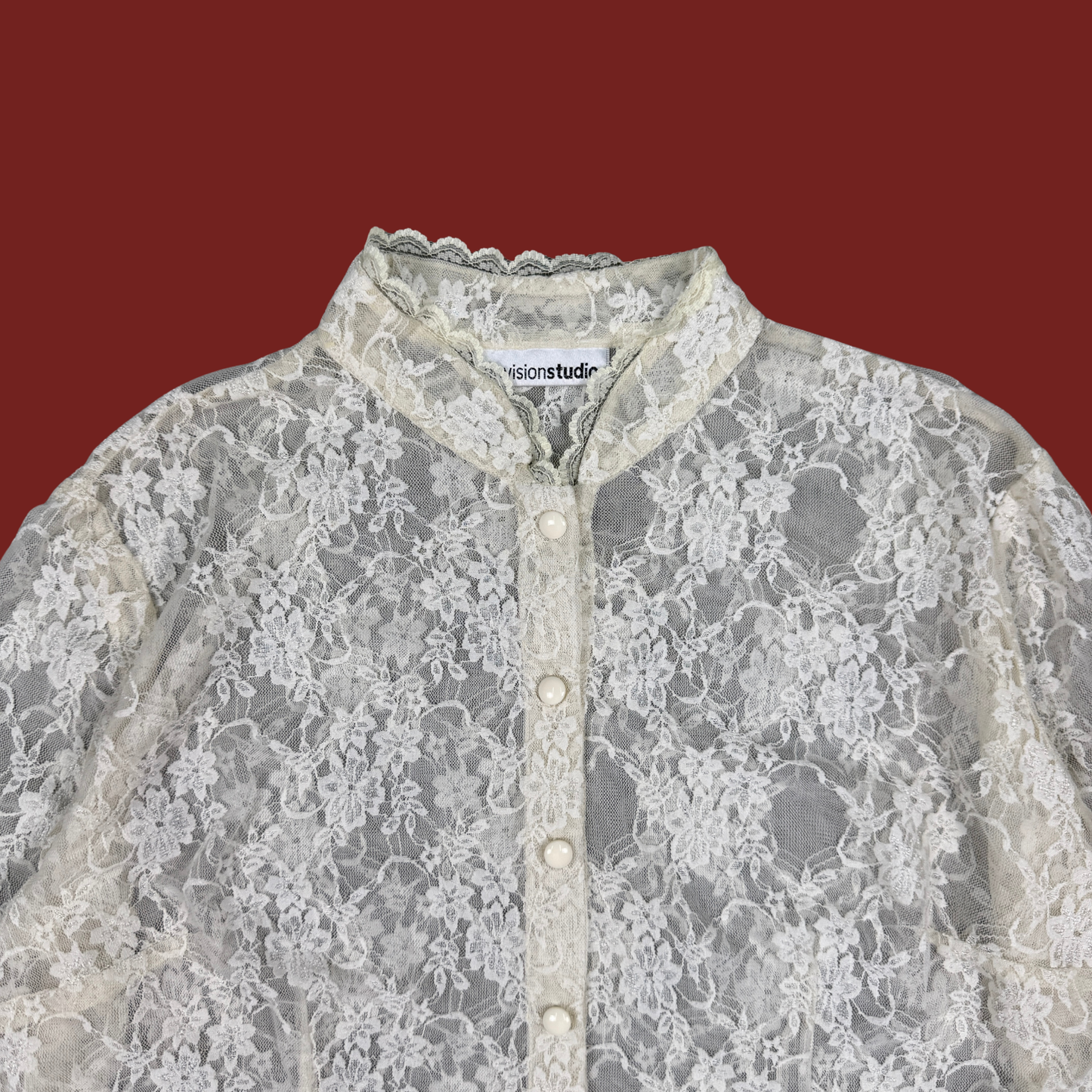 (XL) White Lace Long Sleeve Blouse