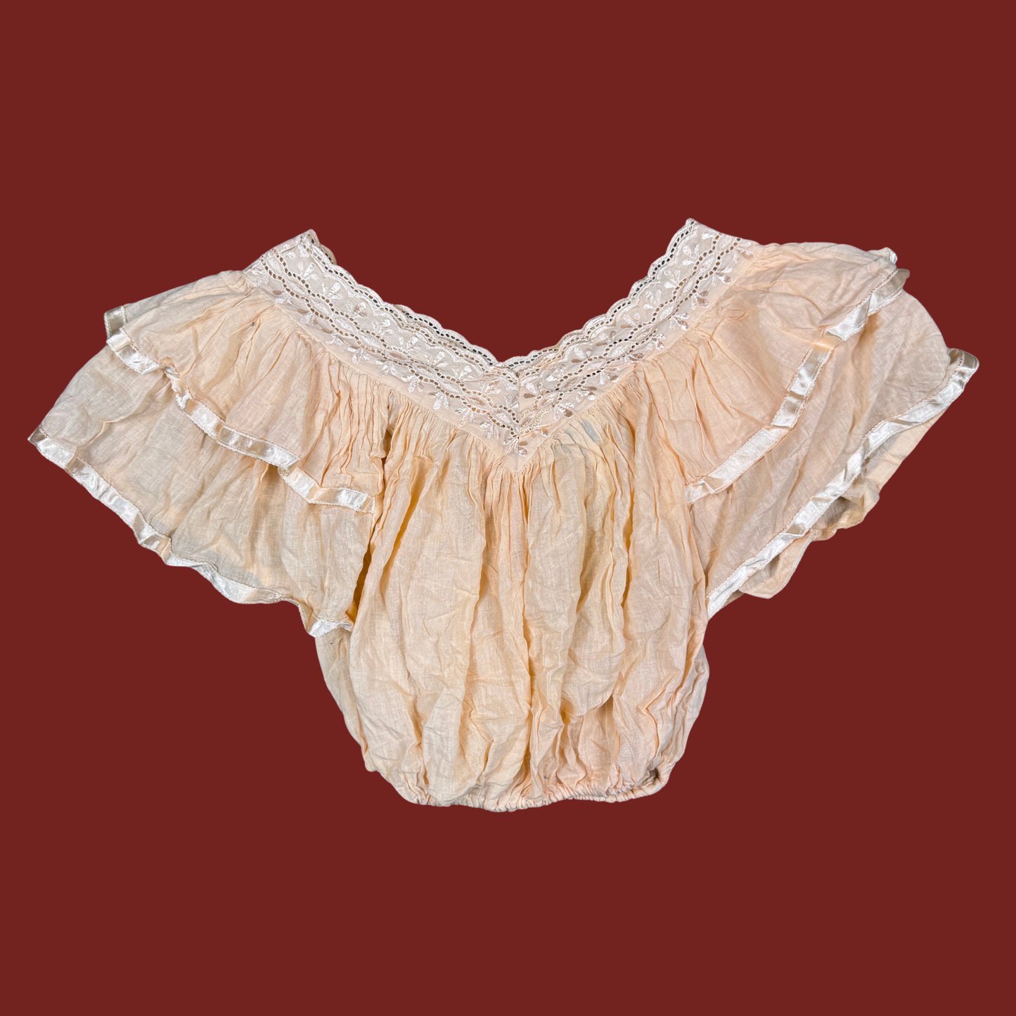 (M) Italian Deadstock Vintage Pink Ruffle Blouse