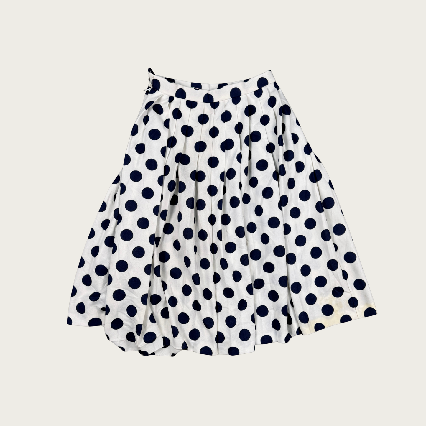 (25") 60s/70s Navy/White Polka Dot Midi Skirt