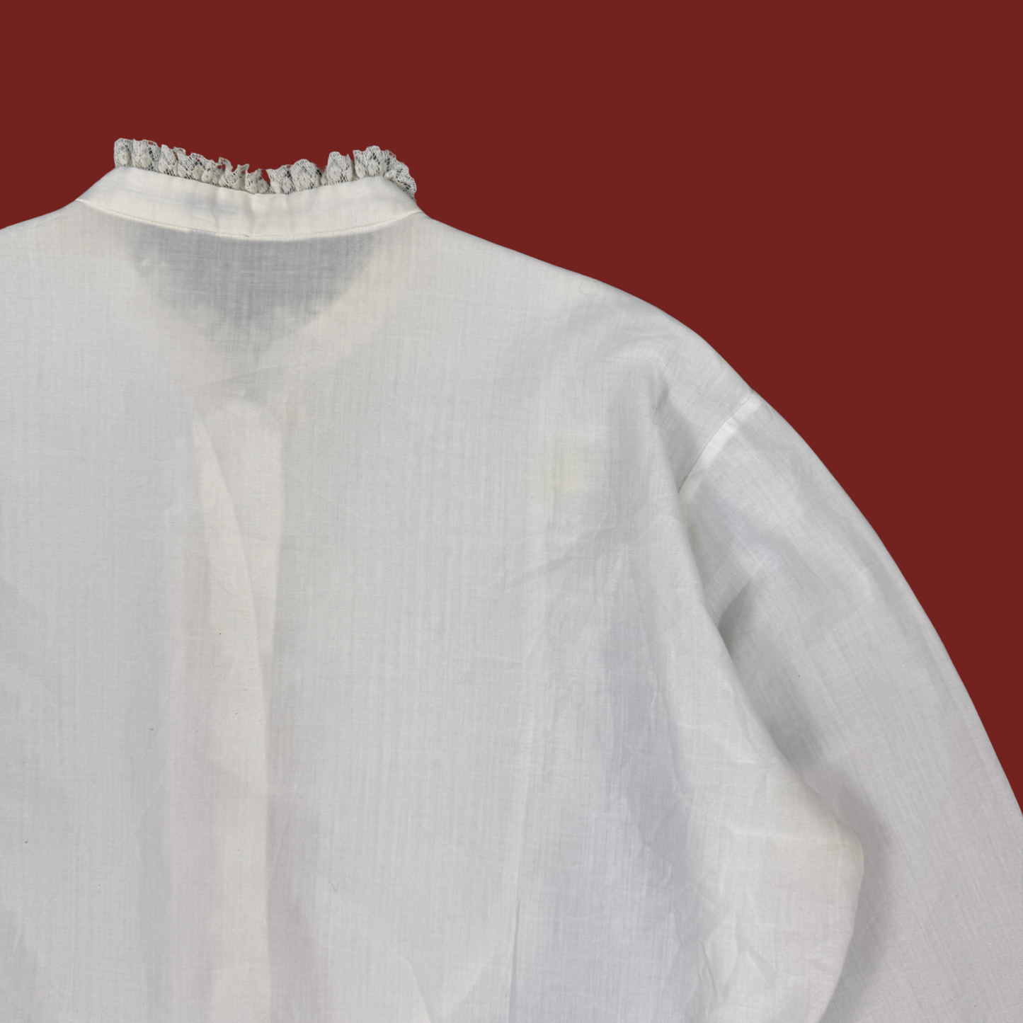 (L) 70s/80s White Pleated Ruffle Blouse