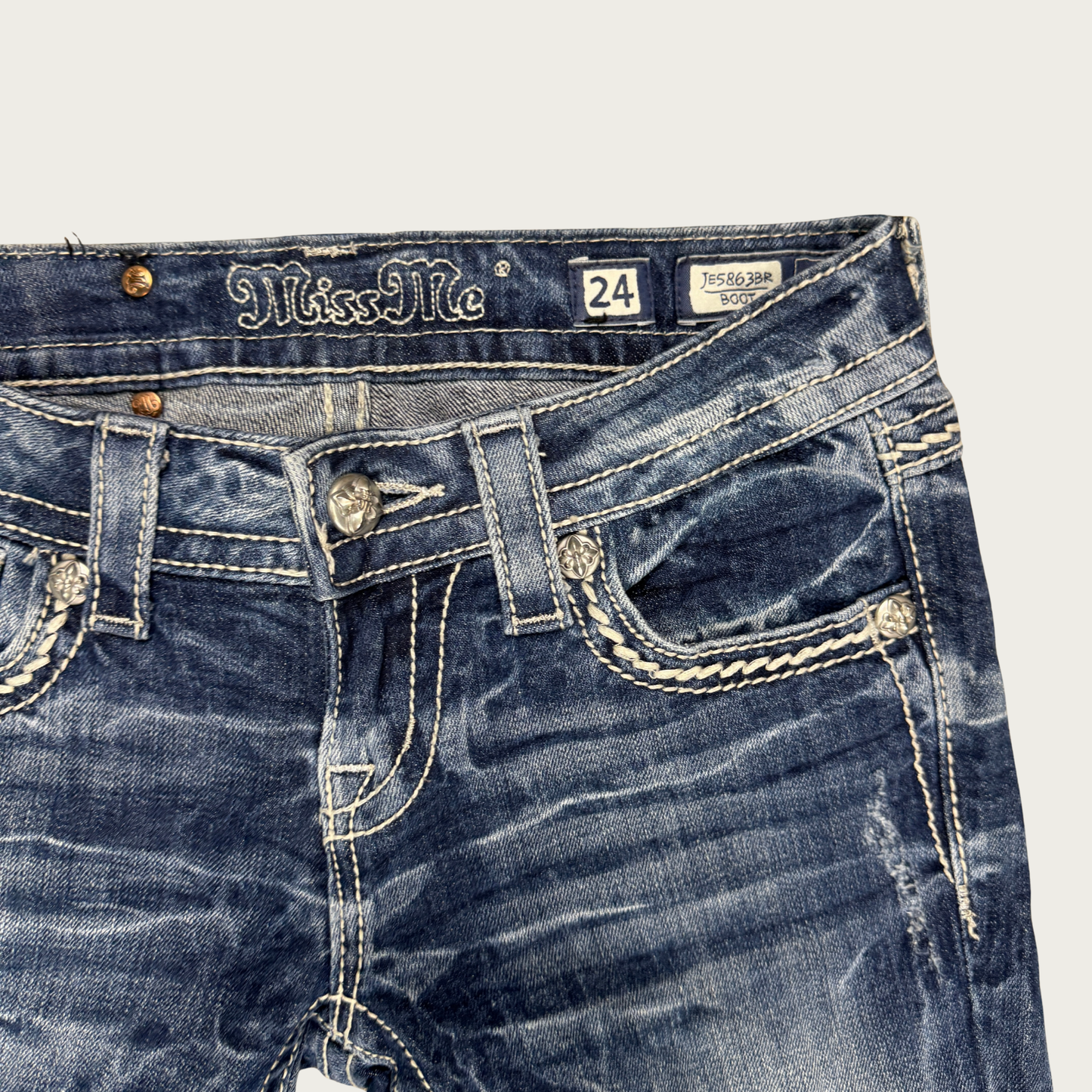 (27") Y2K Miss Me Low Rise Bootcut Jeans