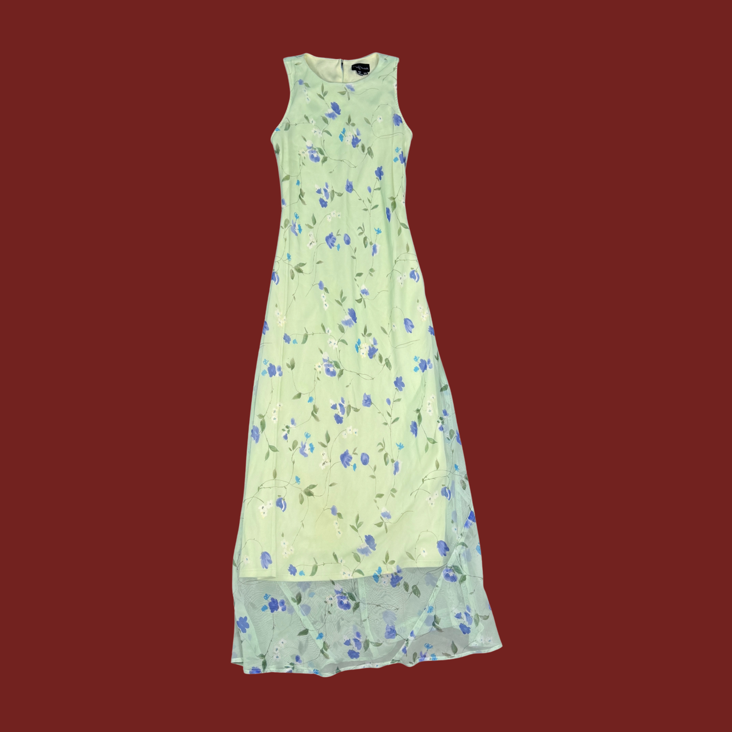 (S) Y2K My Michelle Green Floral Maxi Dress
