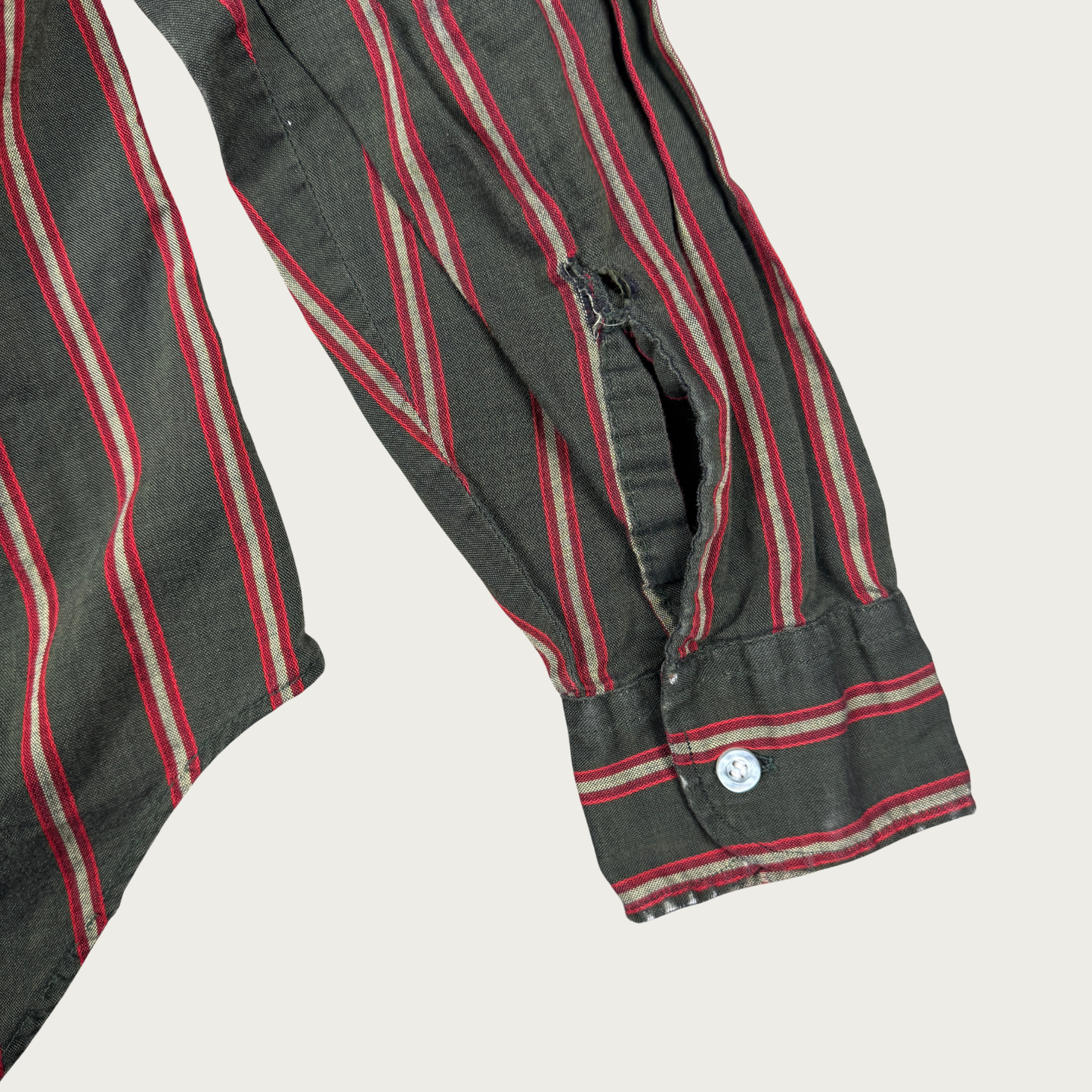 (M) 60s Green/Red Striped Button Up