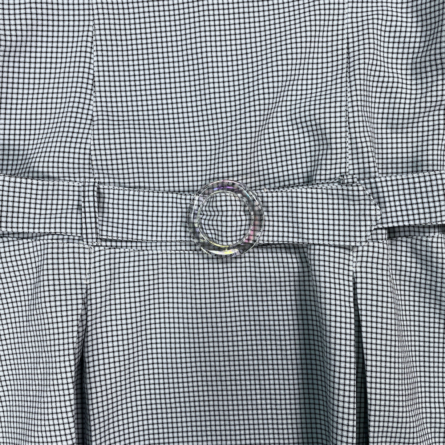(M) Baby Blue and Black Plaid Drop Waist Mini Dress