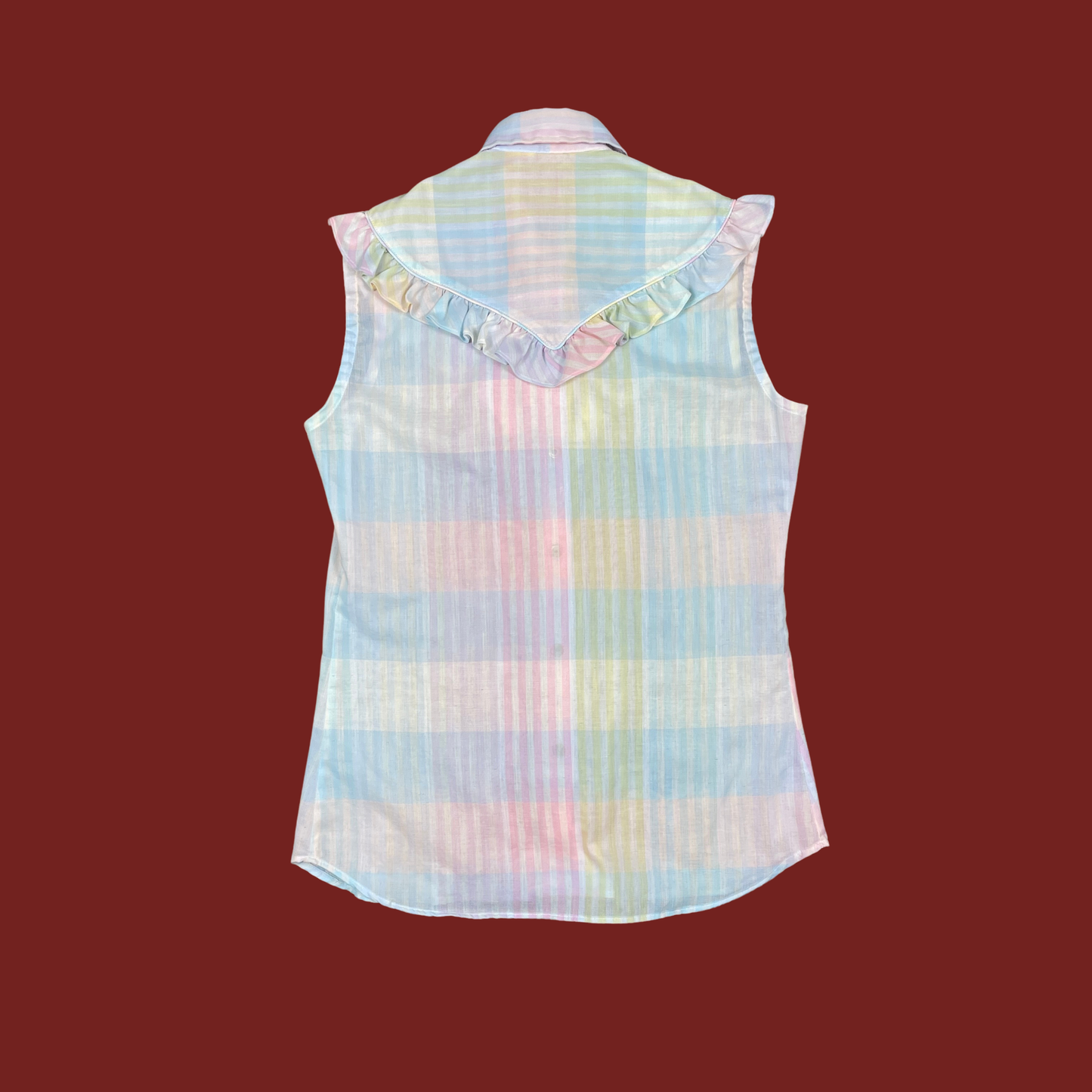 (M) Pastel Plaid Western Snap Button Top
