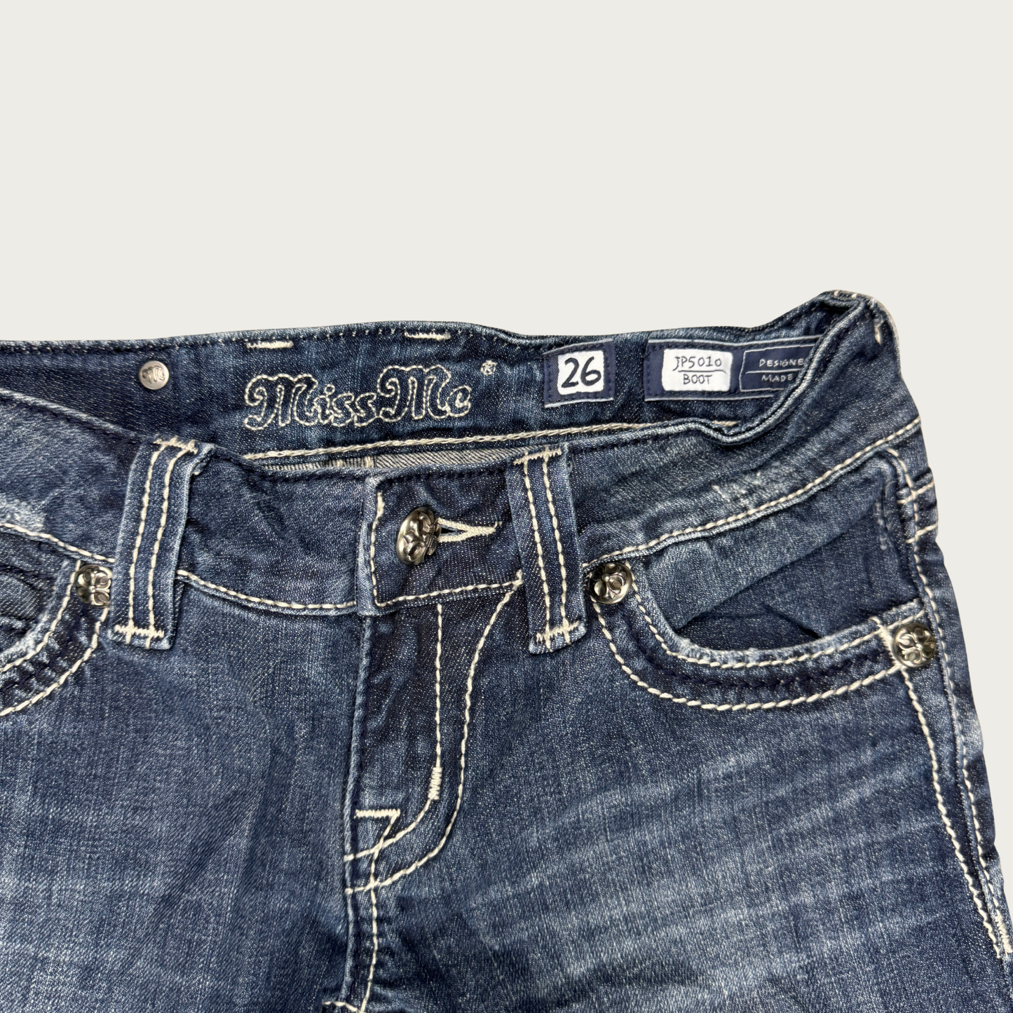 (28") Y2K Miss Me Low Rise Bootcut Jeans