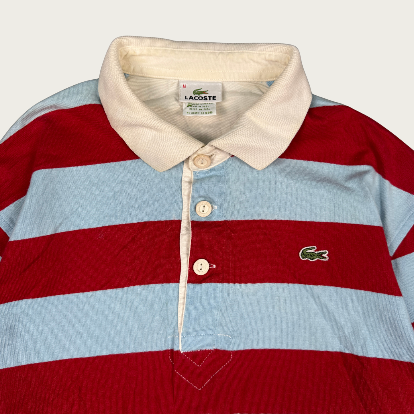 (M/L) Lacoste Red/Blue Rugby Shirt