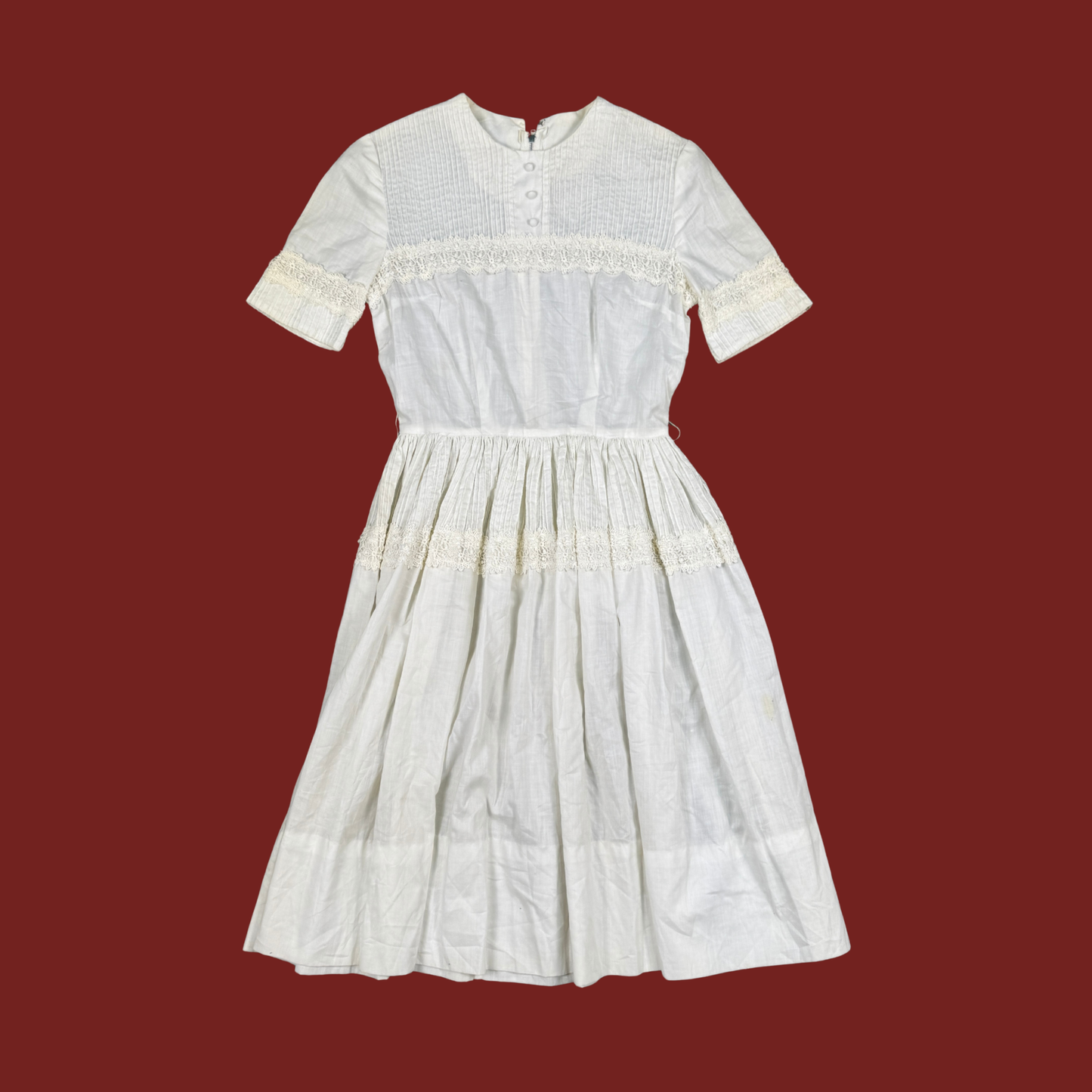 (XXS/XS) 60s/70s White Midi Dress