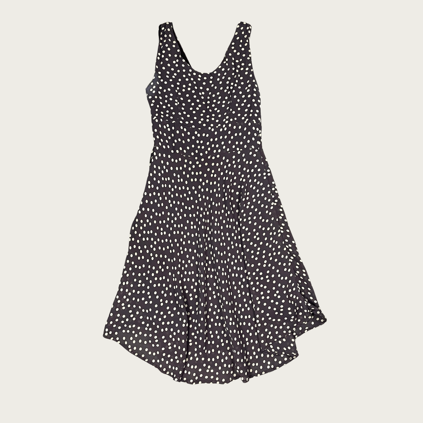 (M) Gray and Cream Polka Dot Midi Dress