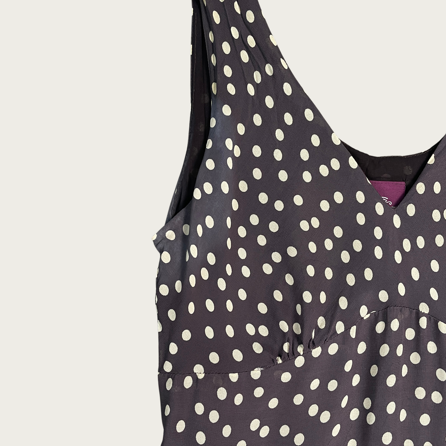 (M) Gray and Cream Polka Dot Midi Dress