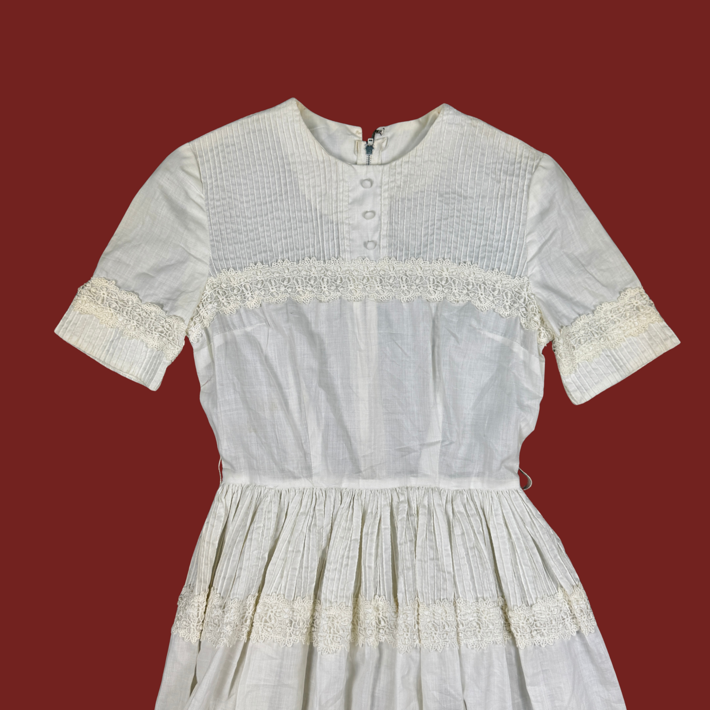 (XXS/XS) 60s/70s White Midi Dress