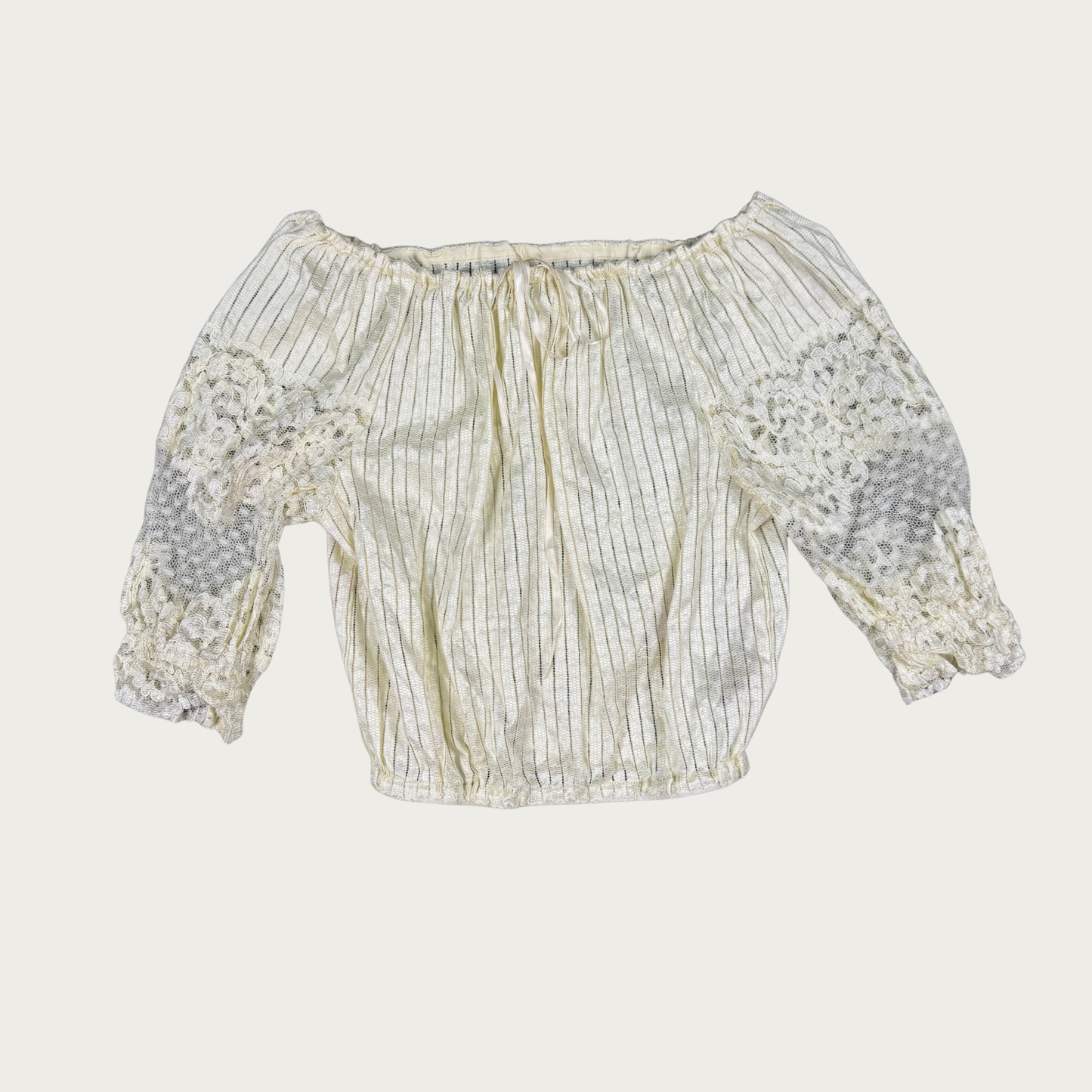 (M) Sheer Lace Off The Shoulder Blouse