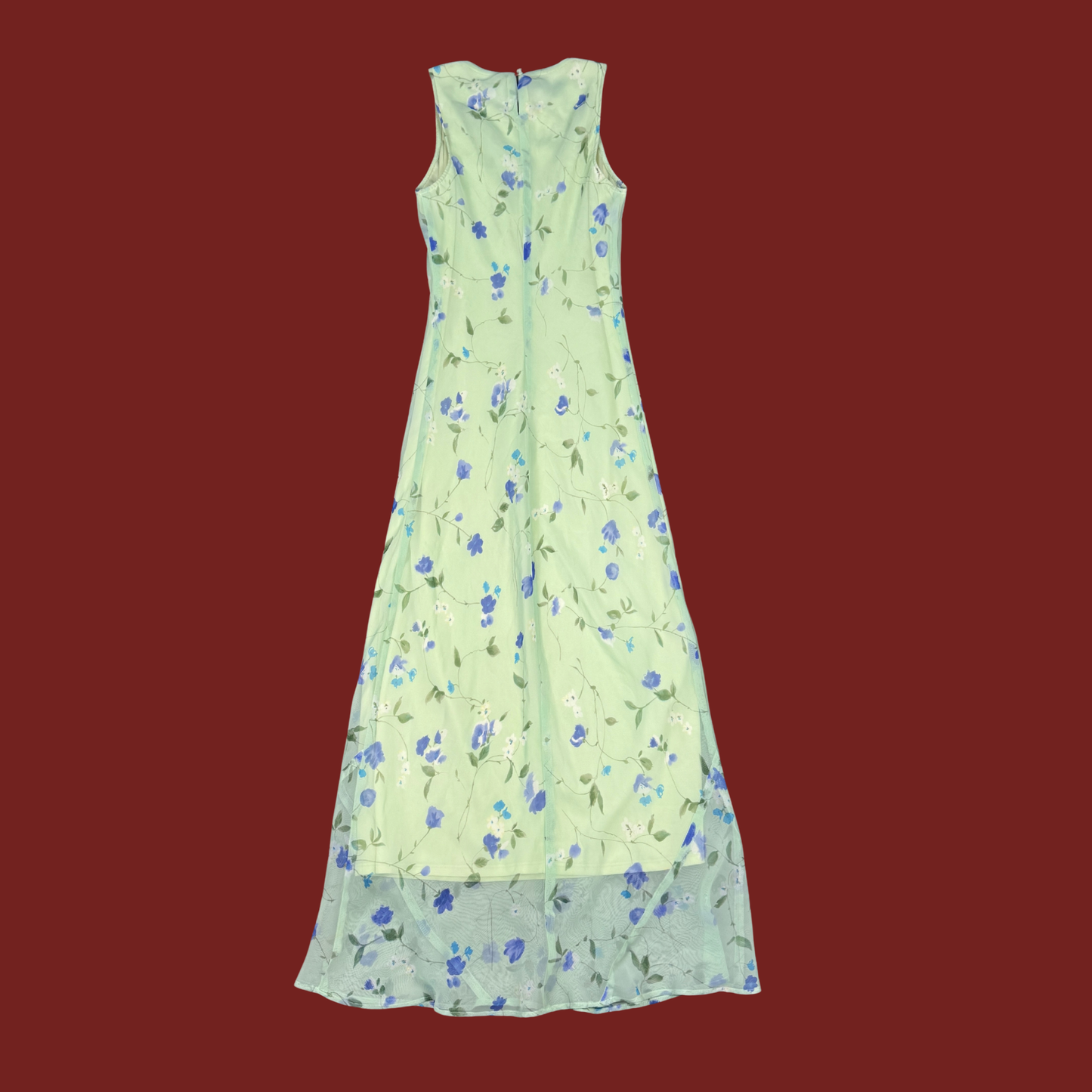 (S) Y2K My Michelle Green Floral Maxi Dress