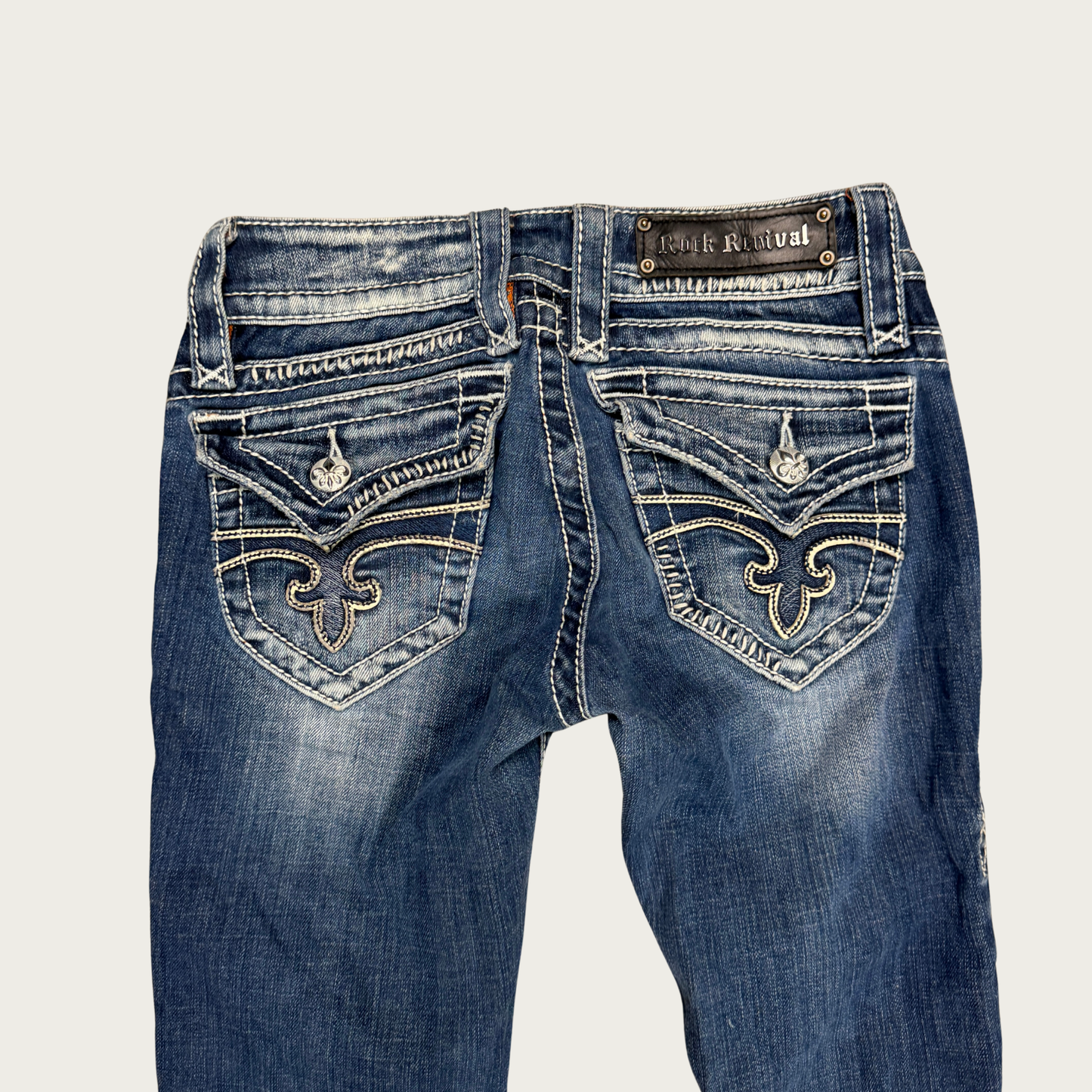 (27") Y2K Rock Revival Low Rise Bootcut Jeans