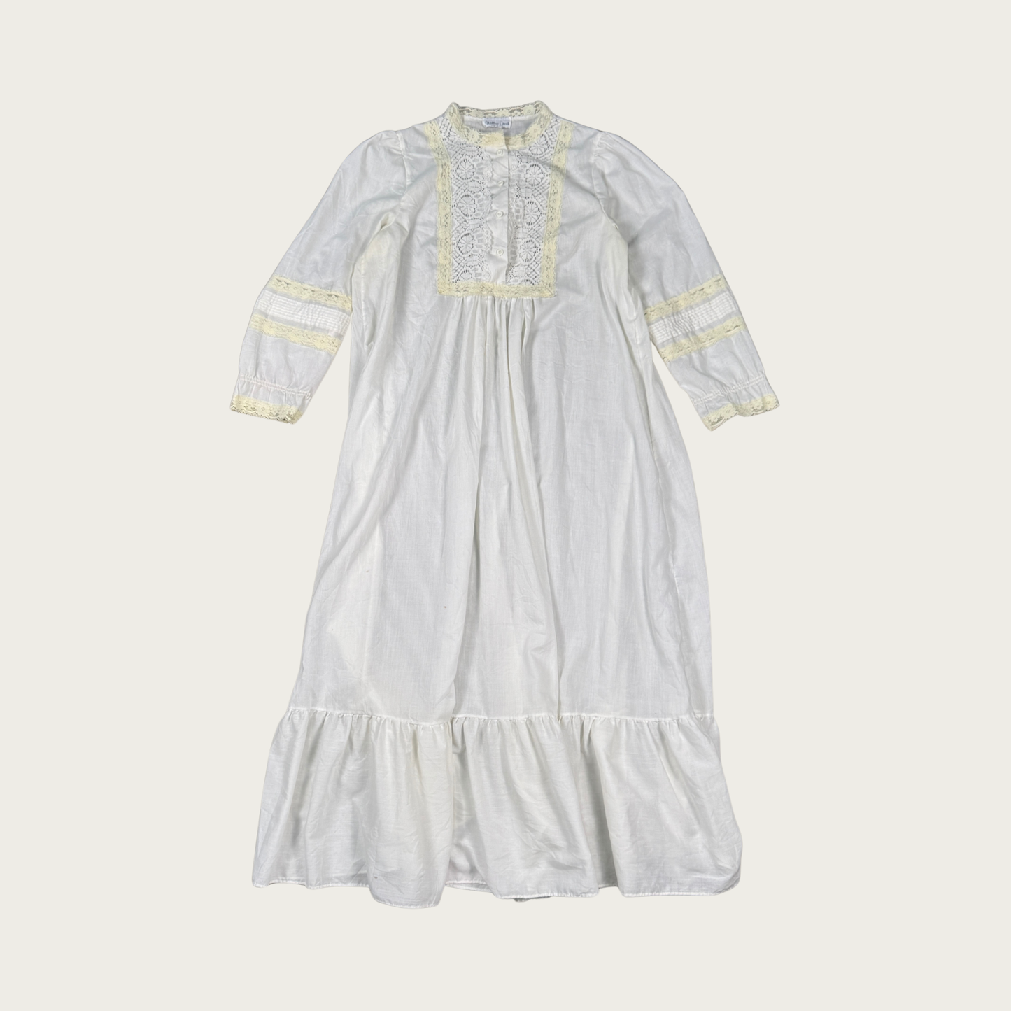 (M) White Cotton Maxi Nightgown