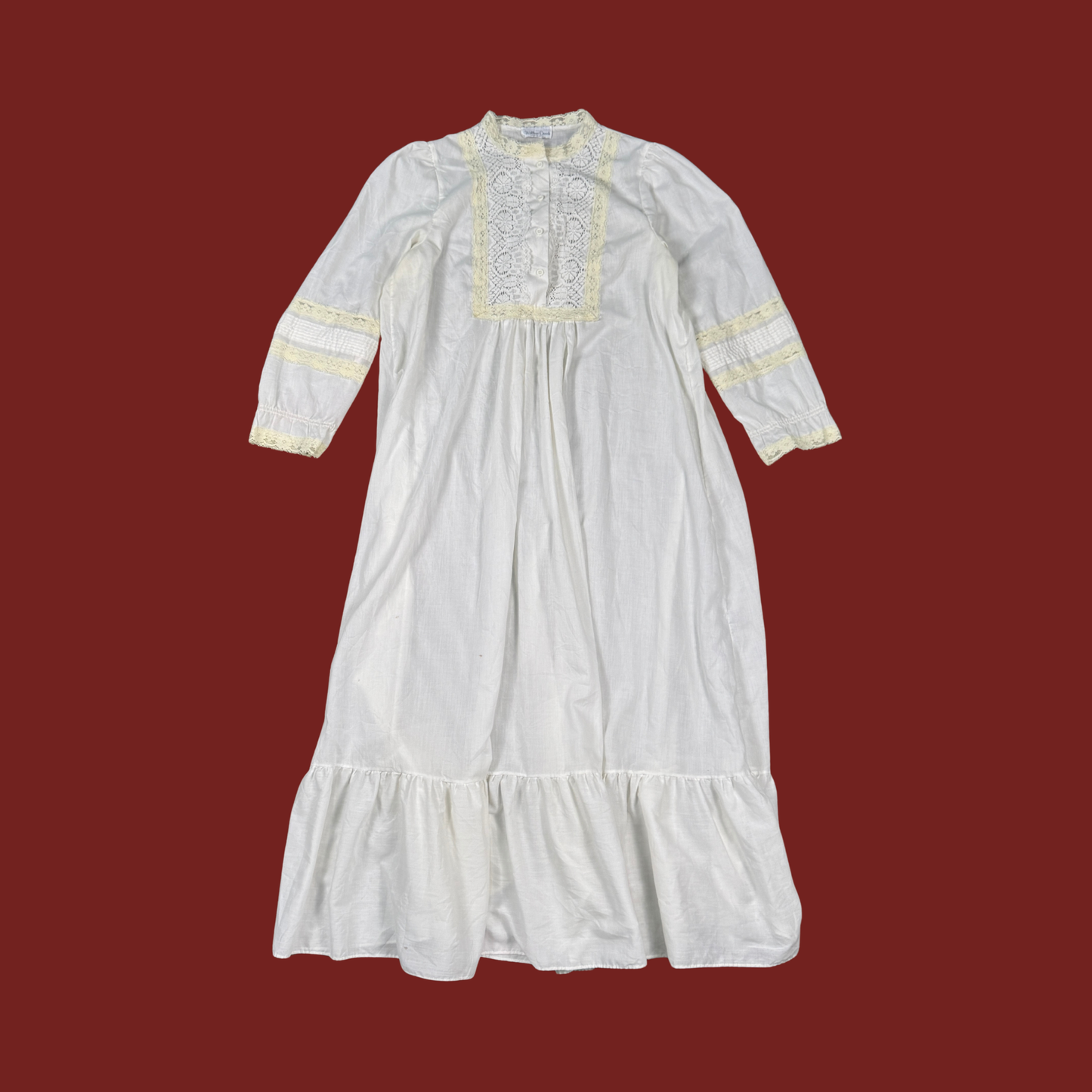 (M) White Cotton Maxi Nightgown