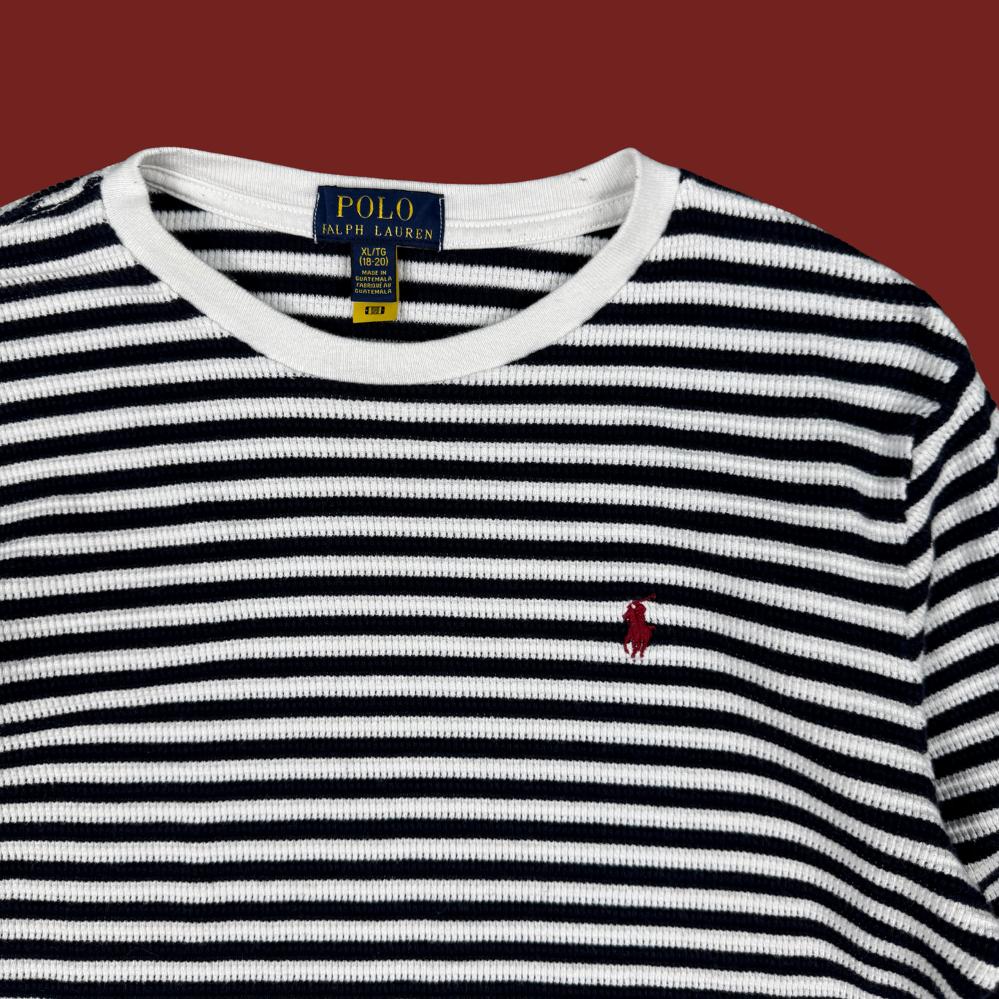 (L/XL) Polo Ralph Lauren Navy/White Striped Thermal