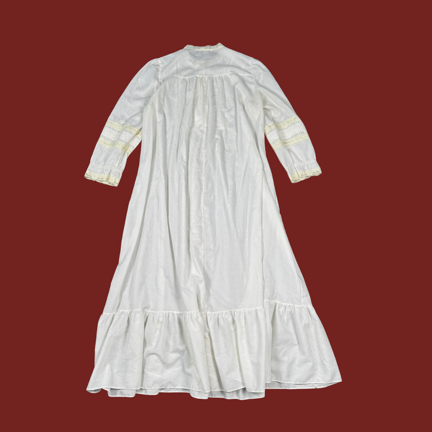 (M) White Cotton Maxi Nightgown