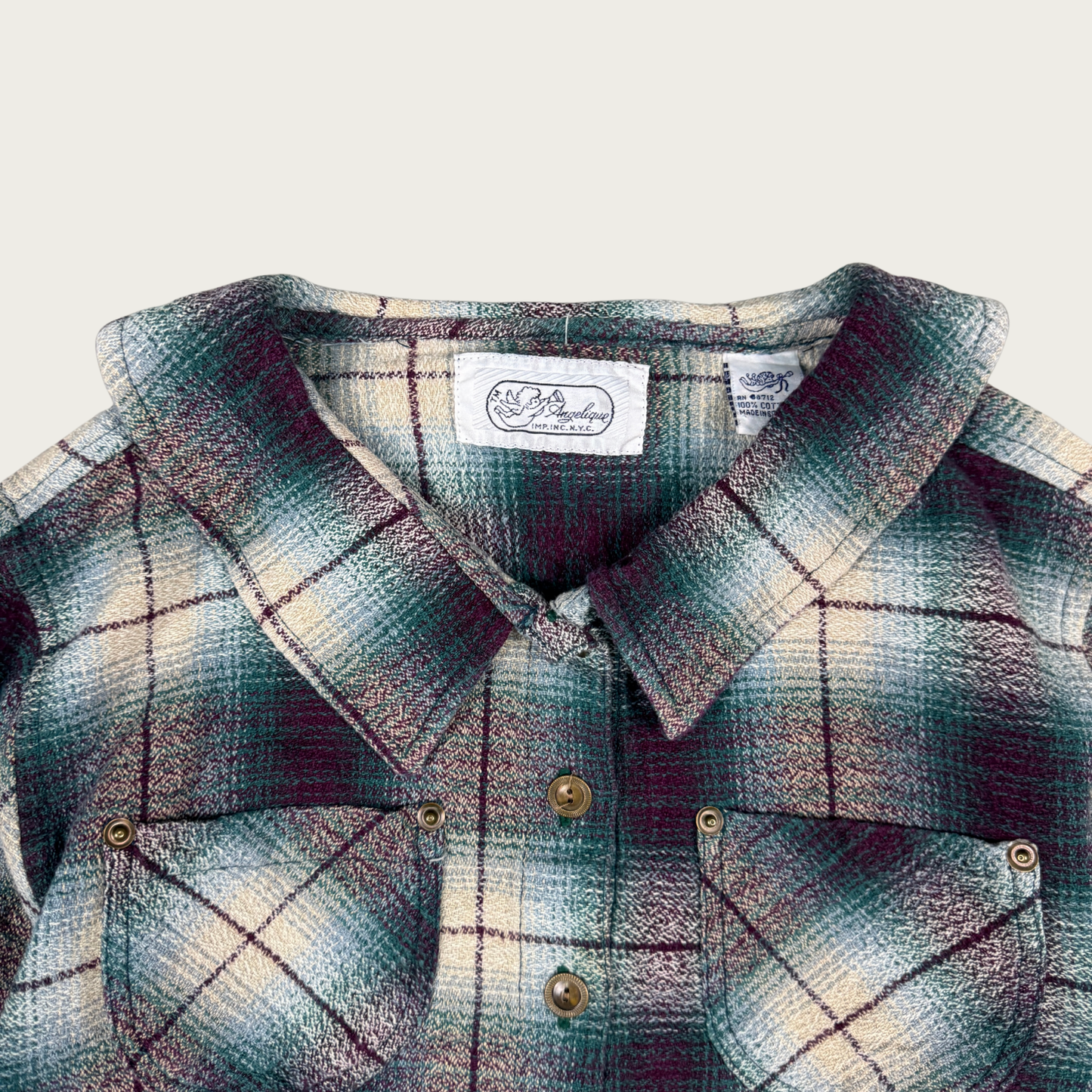 (M) 90s Purple/Teal Plaid Cropped Shacket