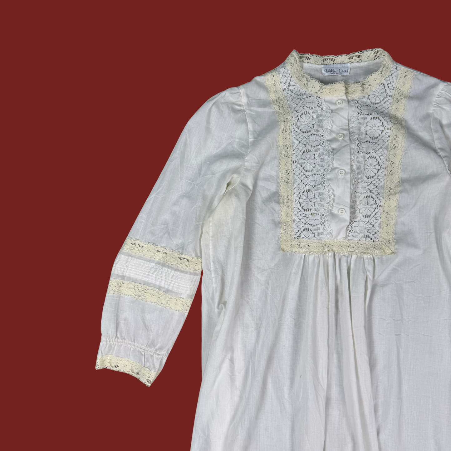(M) White Cotton Maxi Nightgown