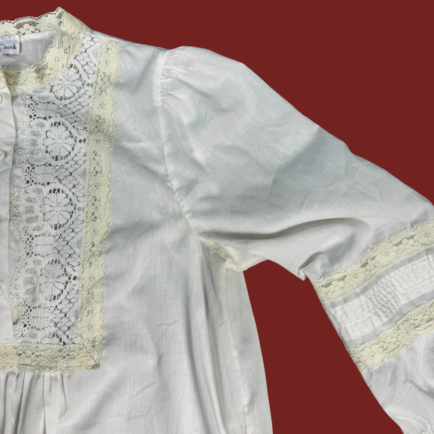 (M) White Cotton Maxi Nightgown