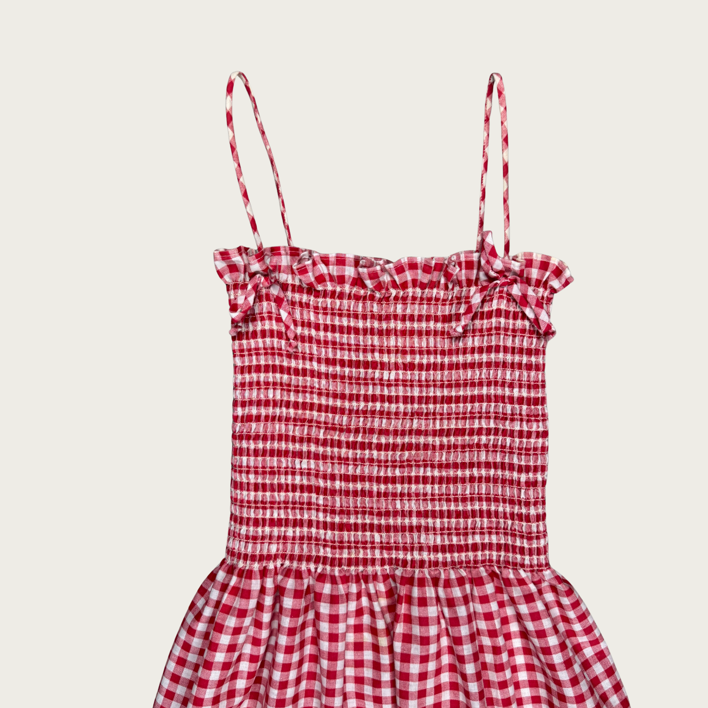 (XS/S) 50s/60s Red Gingham Midi Dress