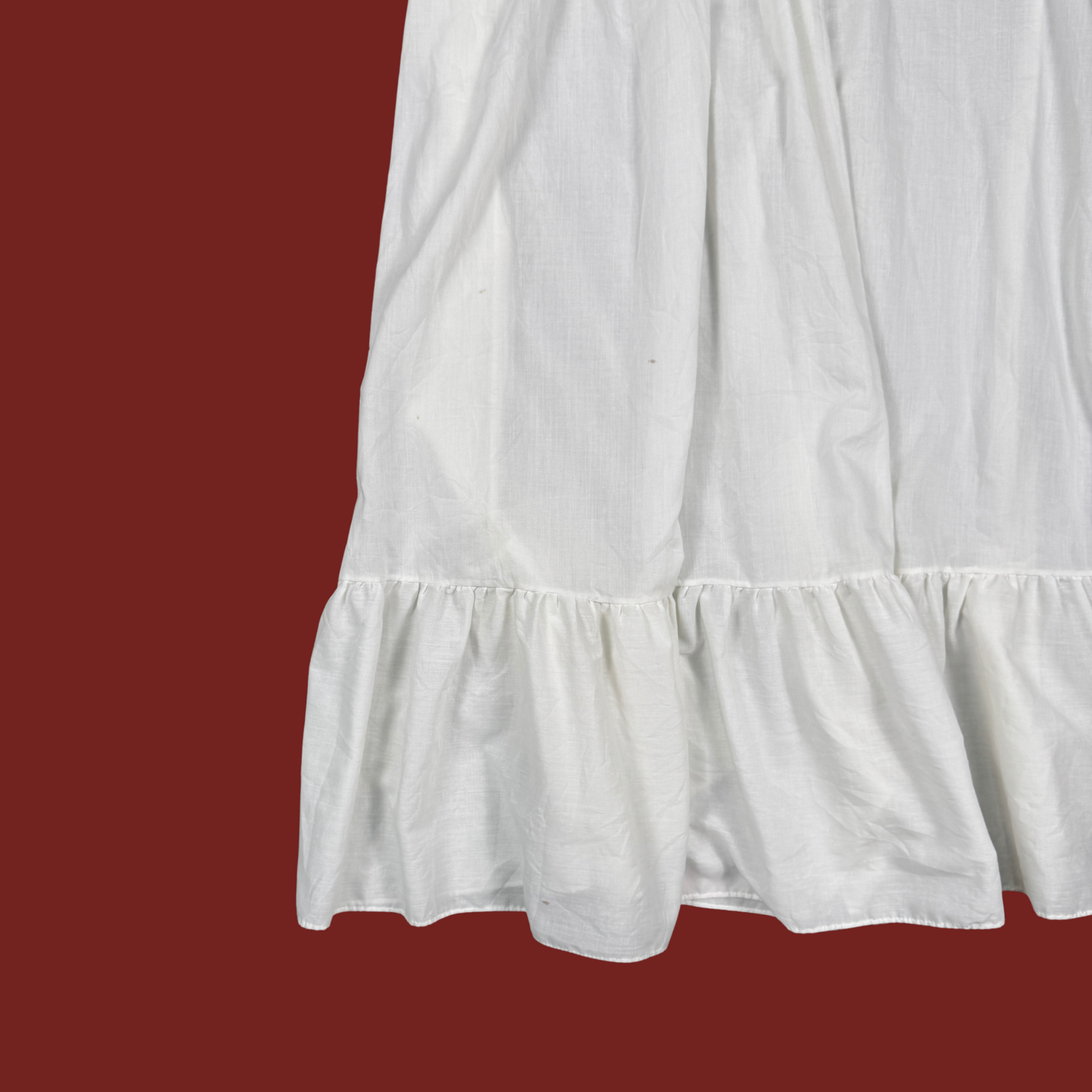 (M) White Cotton Maxi Nightgown