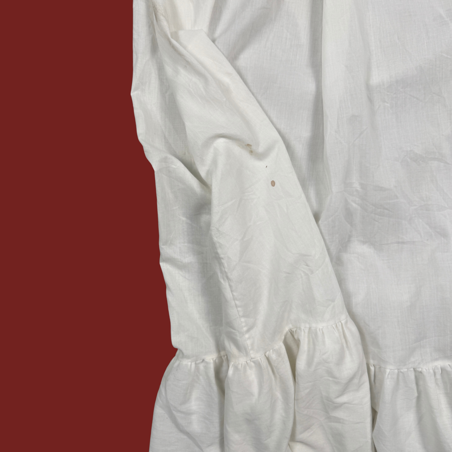 (M) White Cotton Maxi Nightgown
