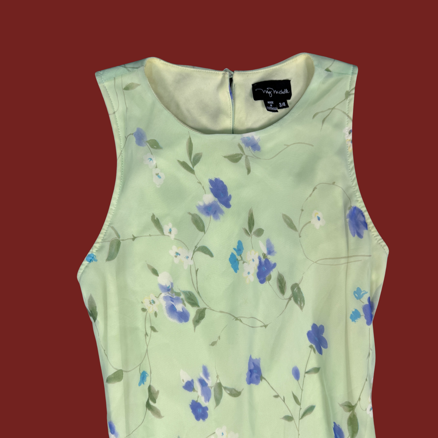 (S) Y2K My Michelle Green Floral Maxi Dress