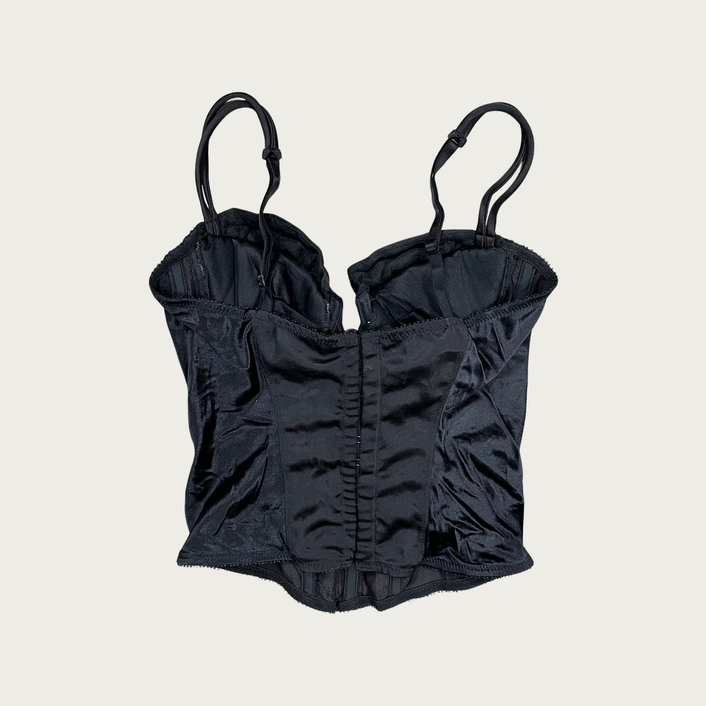 (34C) Christian Dior Black Embroidered Lace-Up Corset Bustier